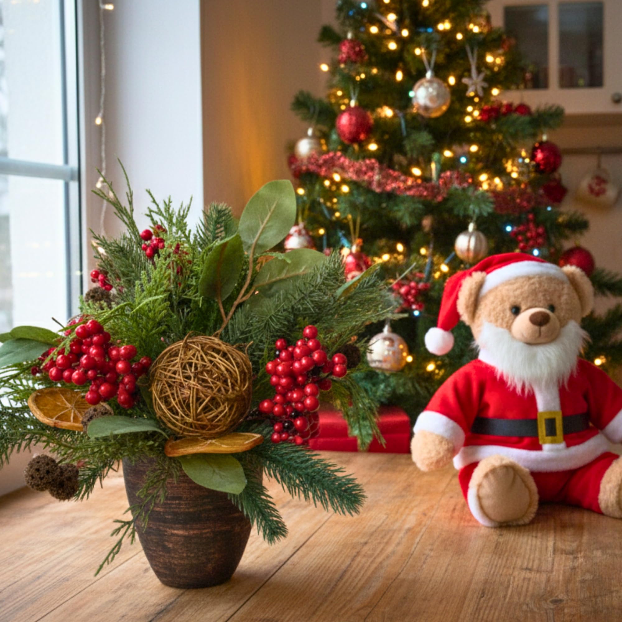 16 Inch Orange With Berry Topiary