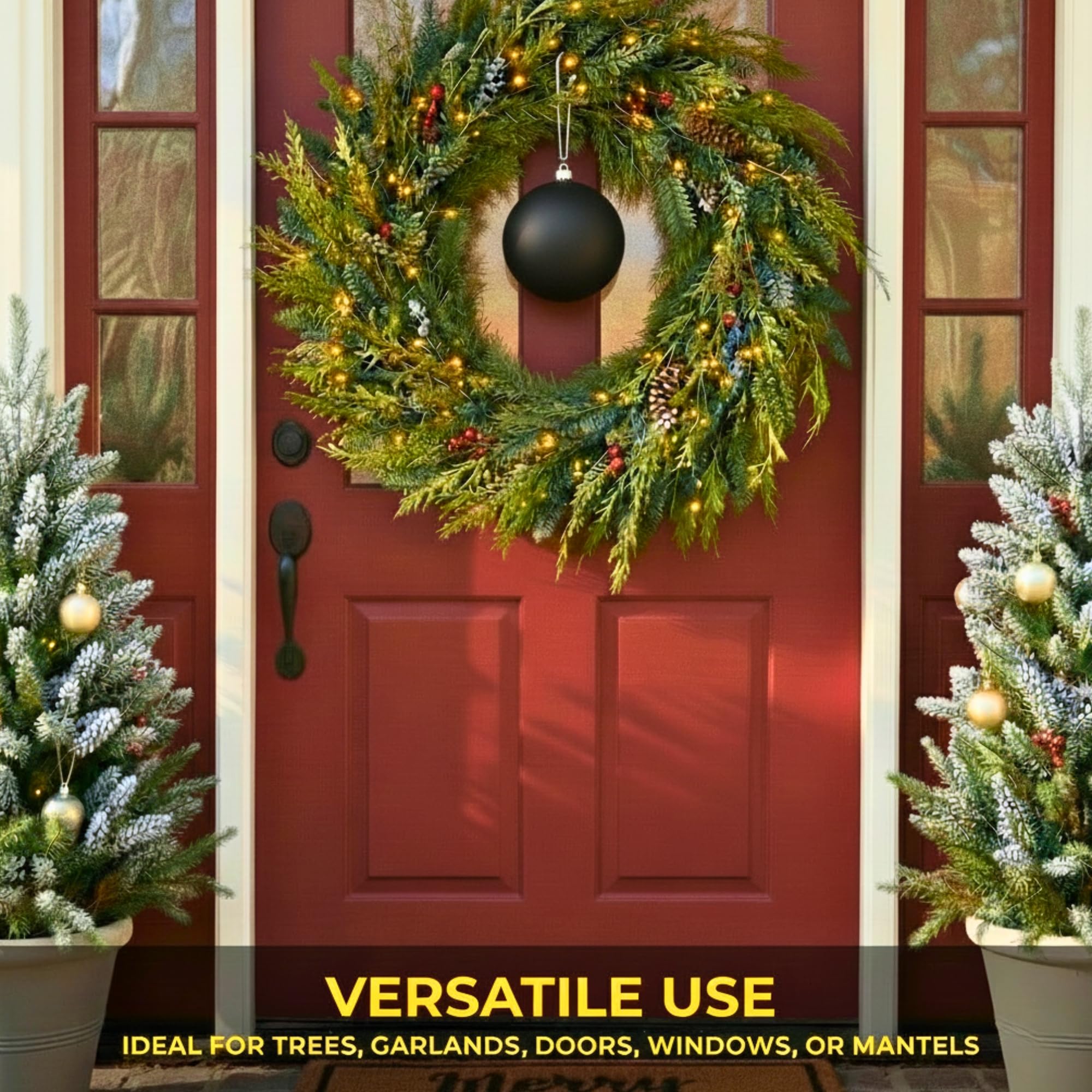 20cm Black Matte Shatterproof Christmas Bauble – Elegant Festive Hanging Decoration