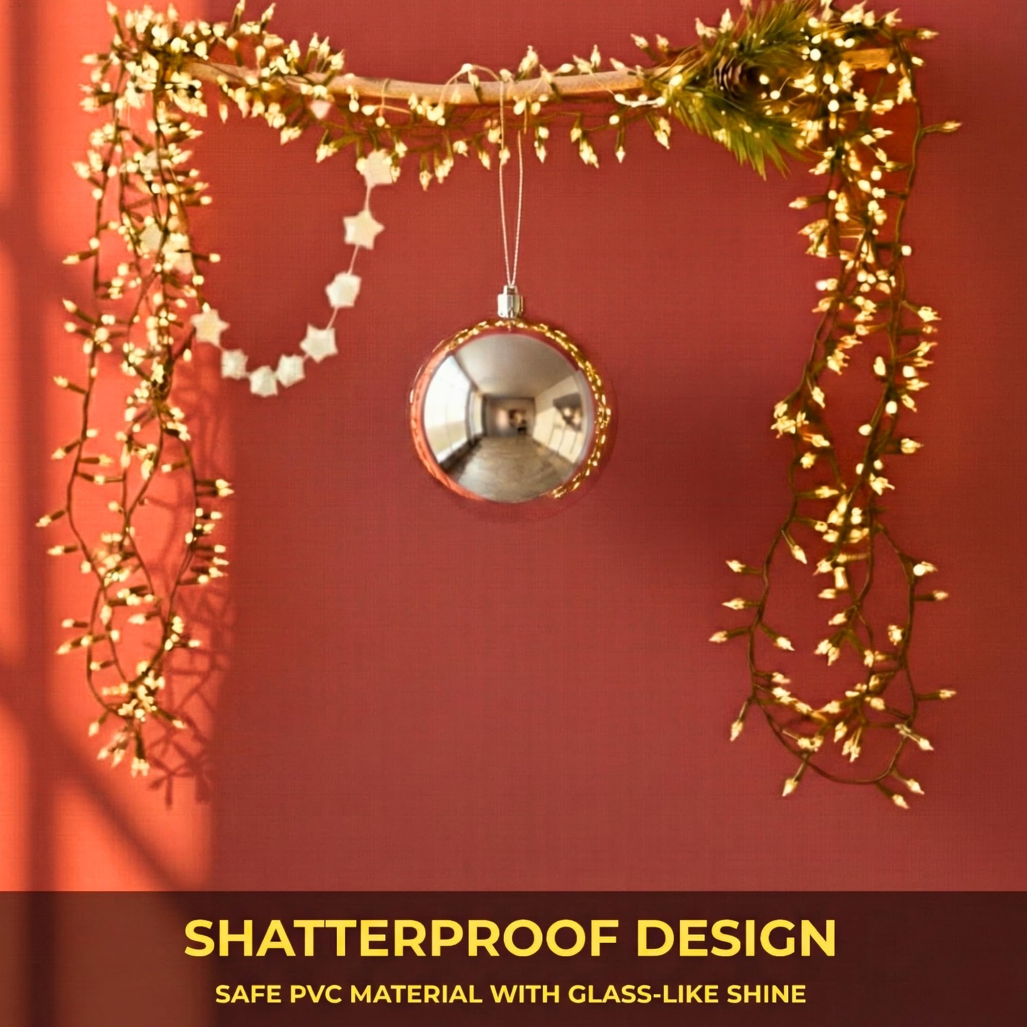 20cm Silver Shatterproof Christmas Bauble – Gloss Finish