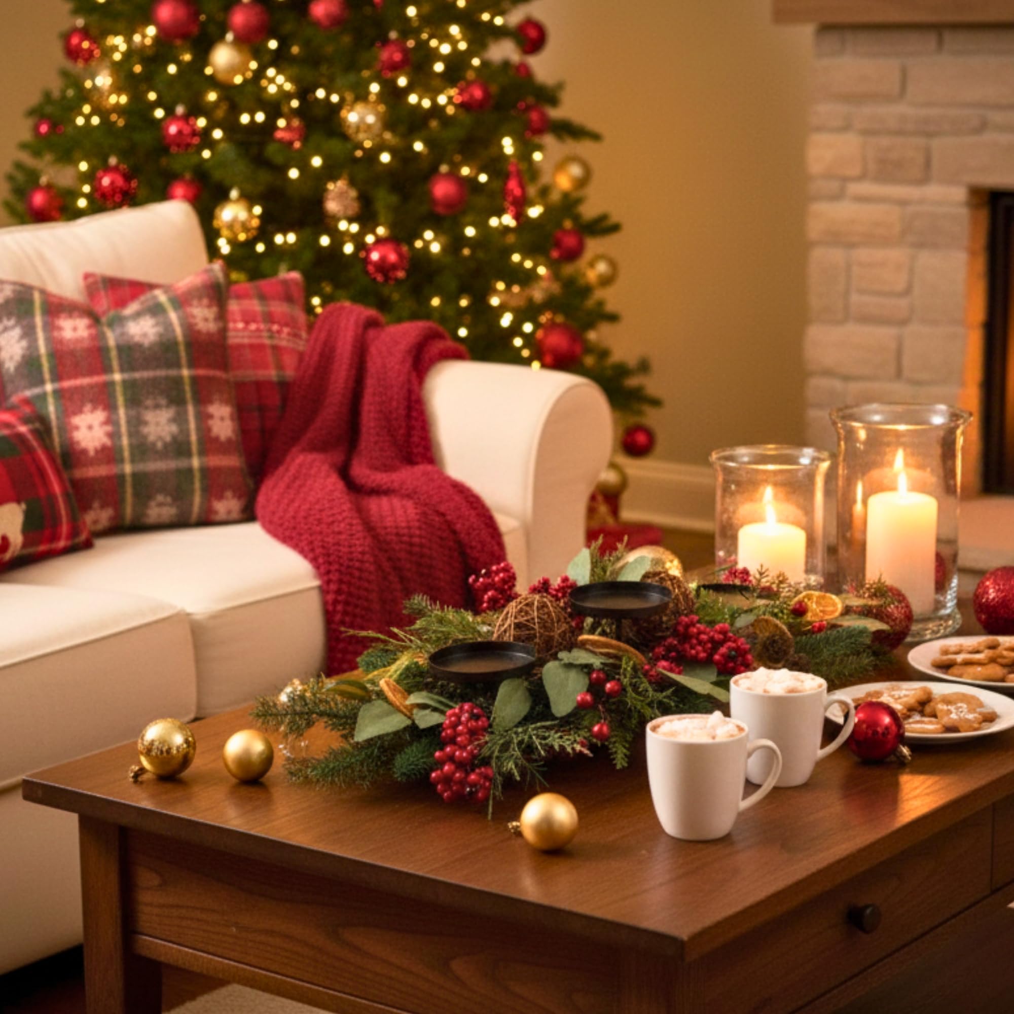 26 Inch Orange With Berry Centerpiece Candle Stand