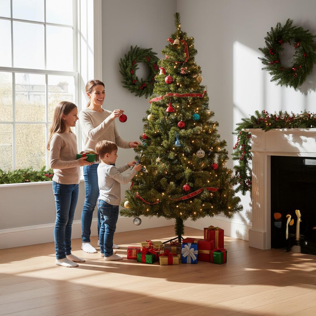 8FT Christmas Tree White Xmas Artificial Bushy Pine Outdoor Xmas Home Decoration