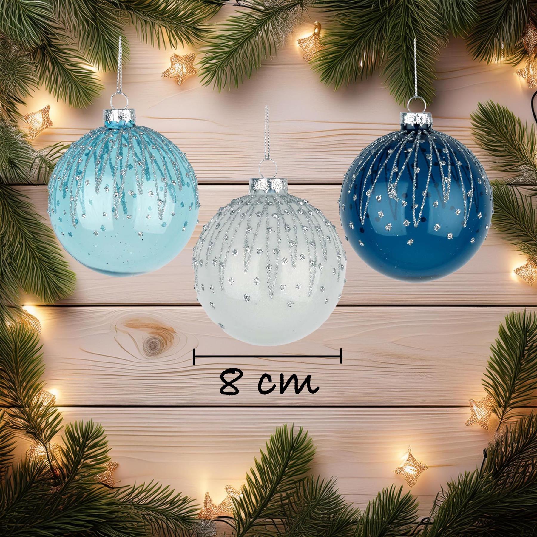 8cm Glass Baubles Christmas Tree Ornament Balls Xmas Hanging Festive Decor 12PCS