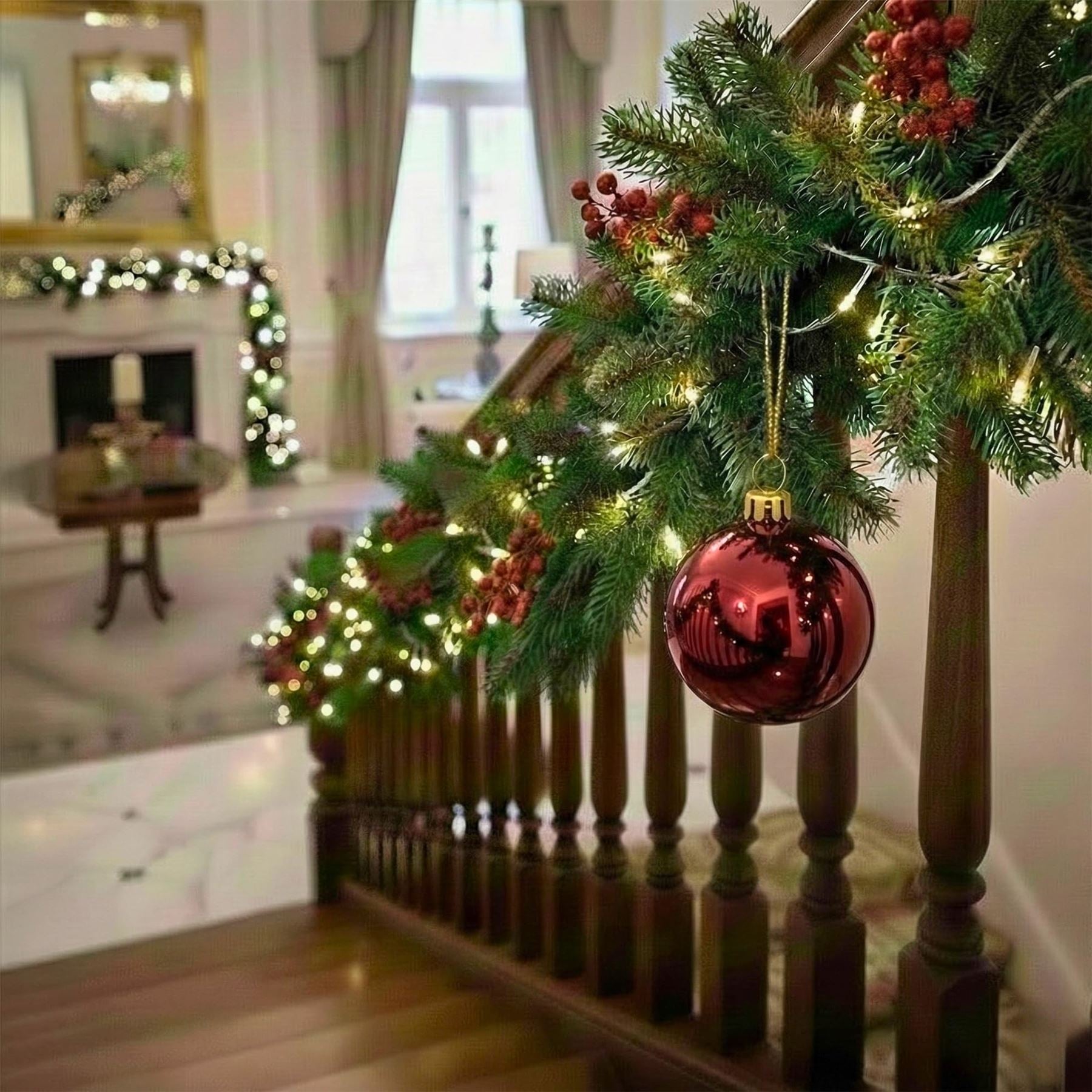 20cm Dark Red Shatterproof Christmas Bauble – Glossy Festive Hanging Decoration