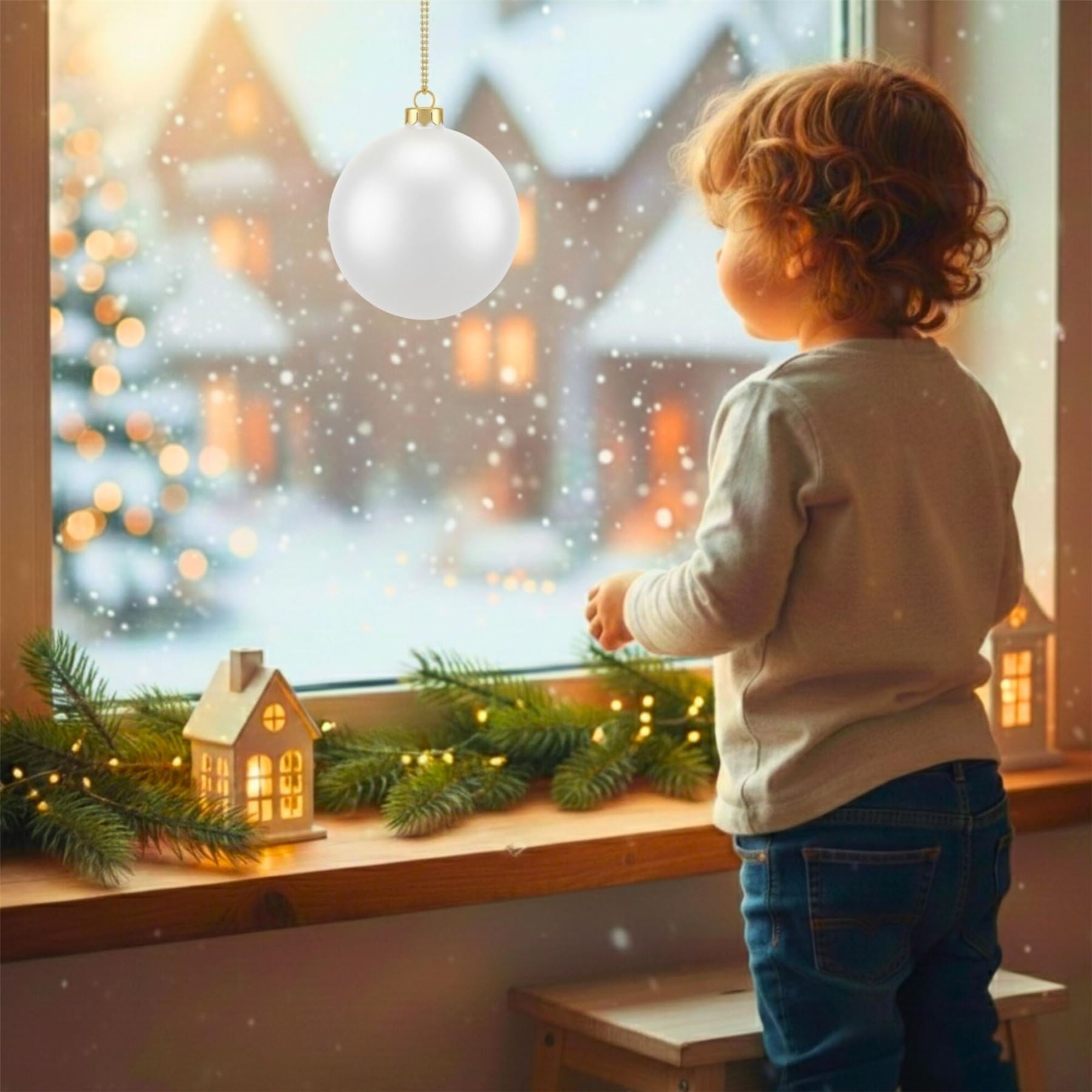 20cm White Matte Shatterproof Christmas Bauble – Elegant Festive Hanging Decoration