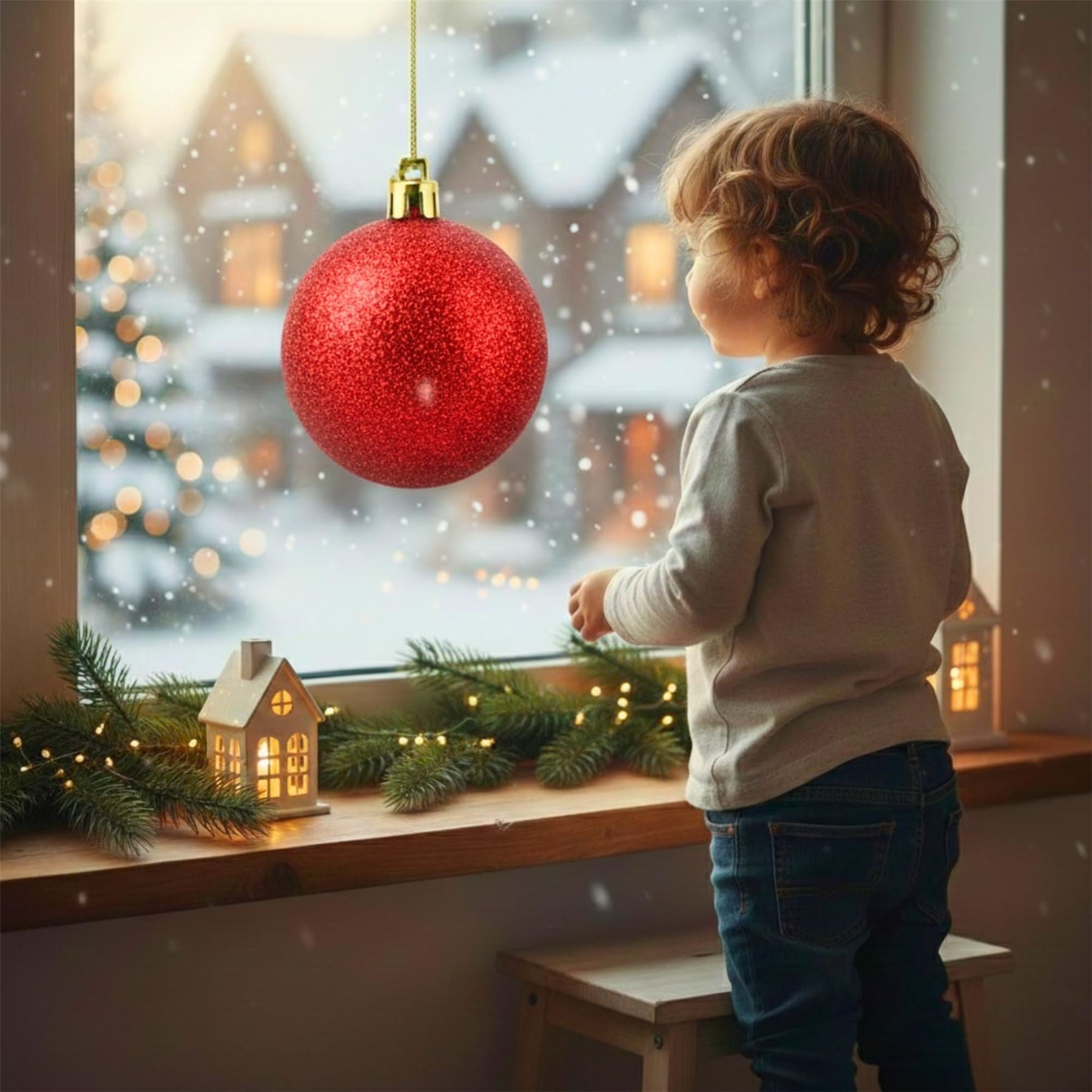 25cm Red Christmas Bauble – Glitter Finish, Shatterproof