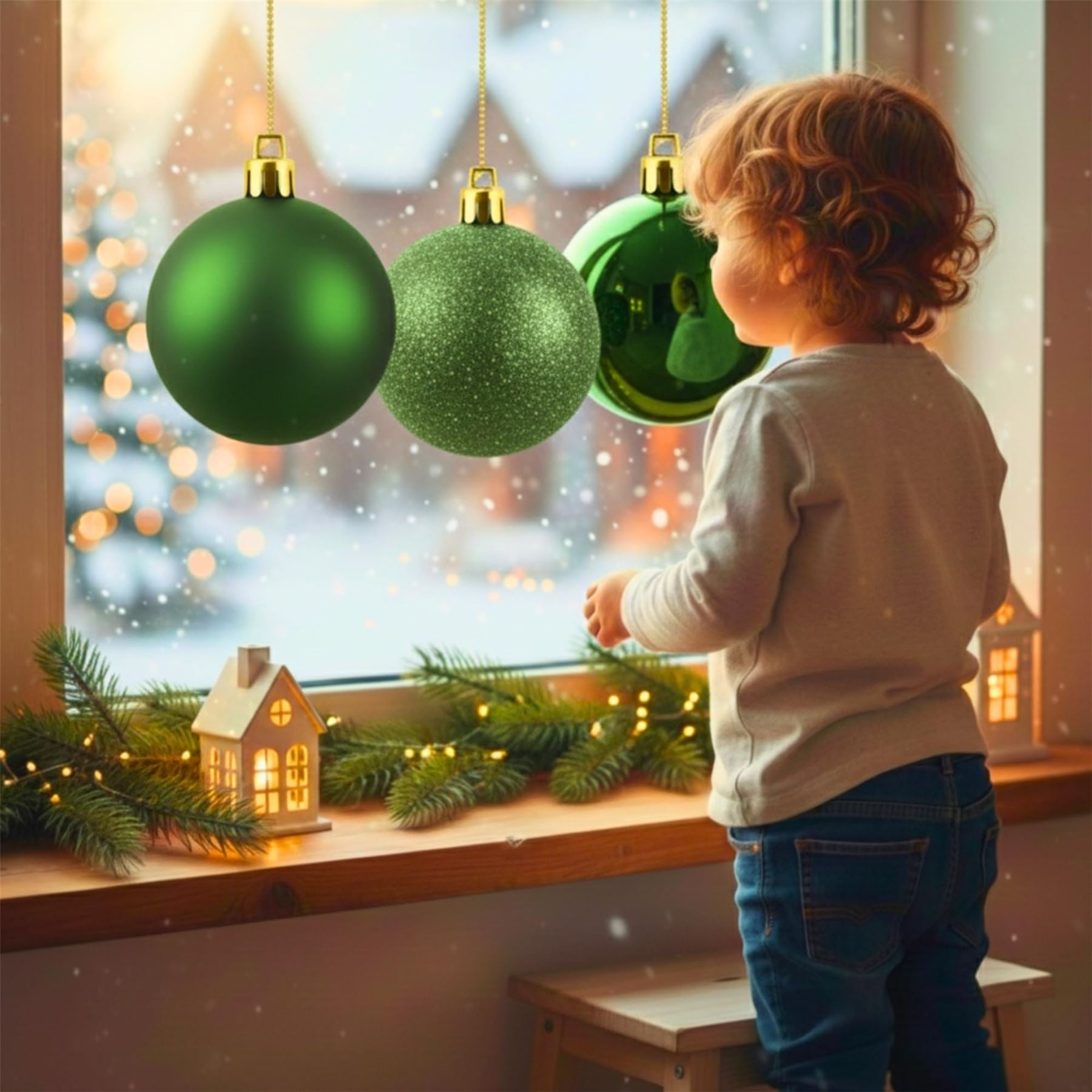 25cm Dark Green Christmas Baubles – Assorted 3-Pack (Matte & Glitter, Shatterproof)