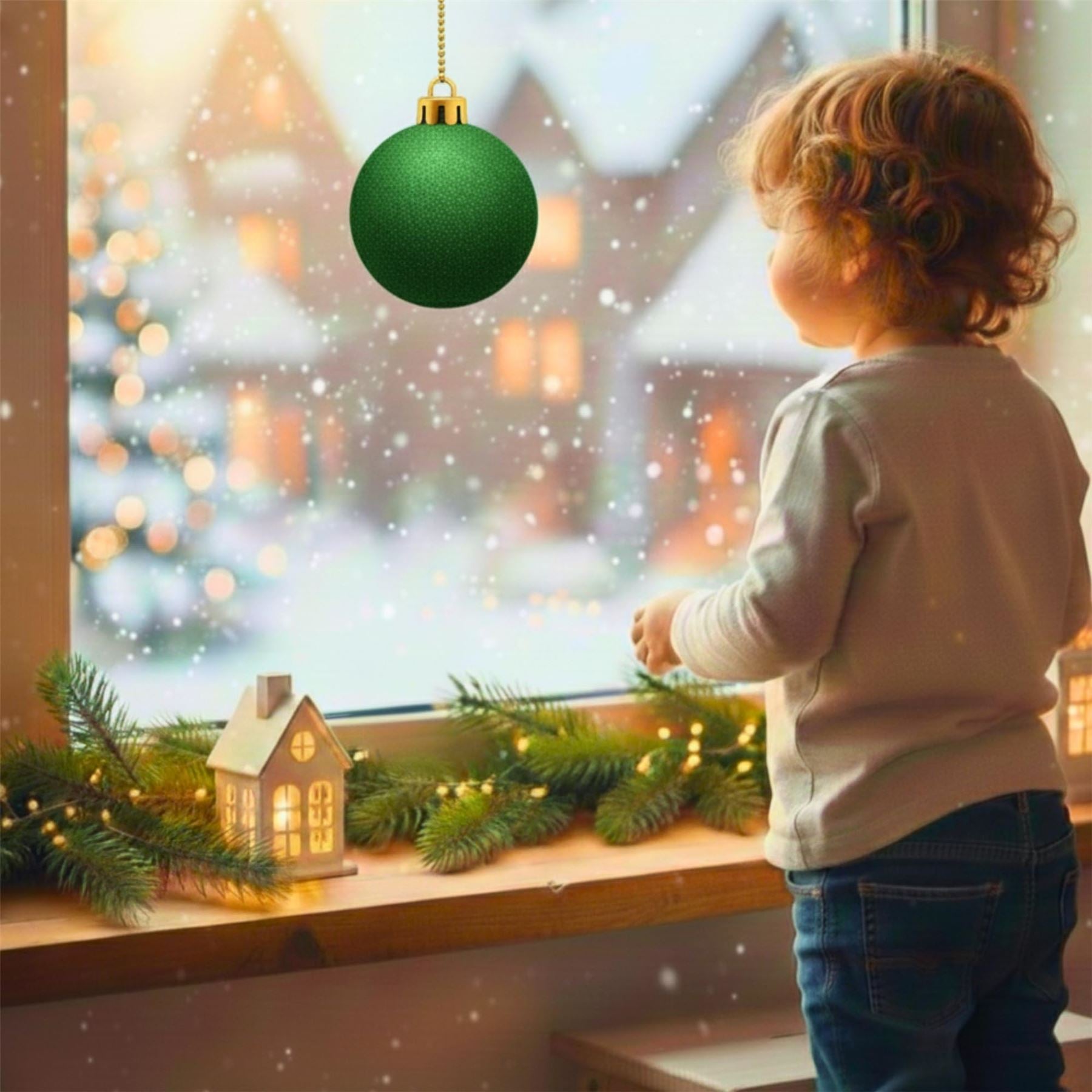 20cm Dark Green Glitter Shatterproof Christmas Bauble – Sparkling Festive Hanging Decoration