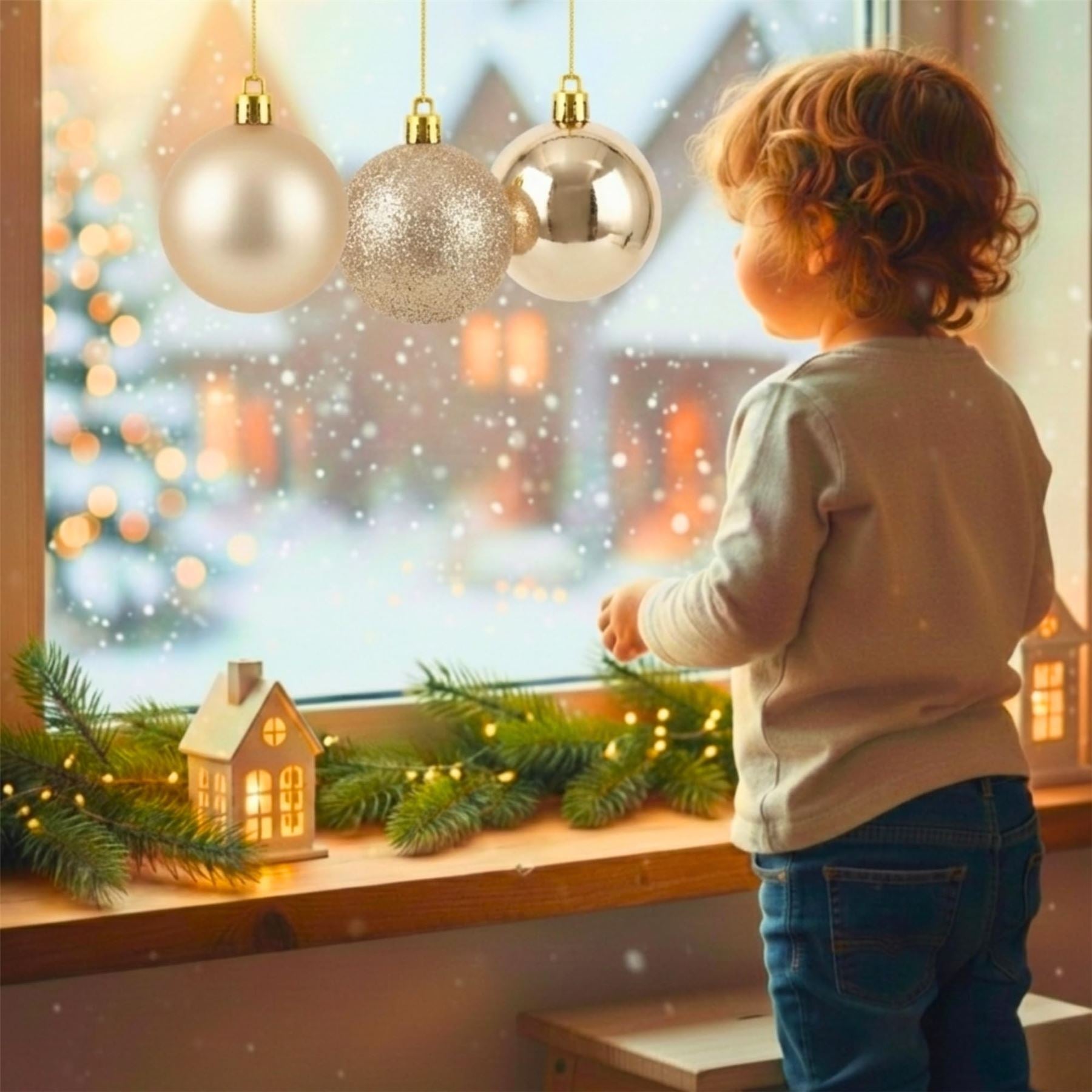 20cm Champagne Christmas Baubles – Assorted 3-Pack (Matt & Glitter, Shatterproof)