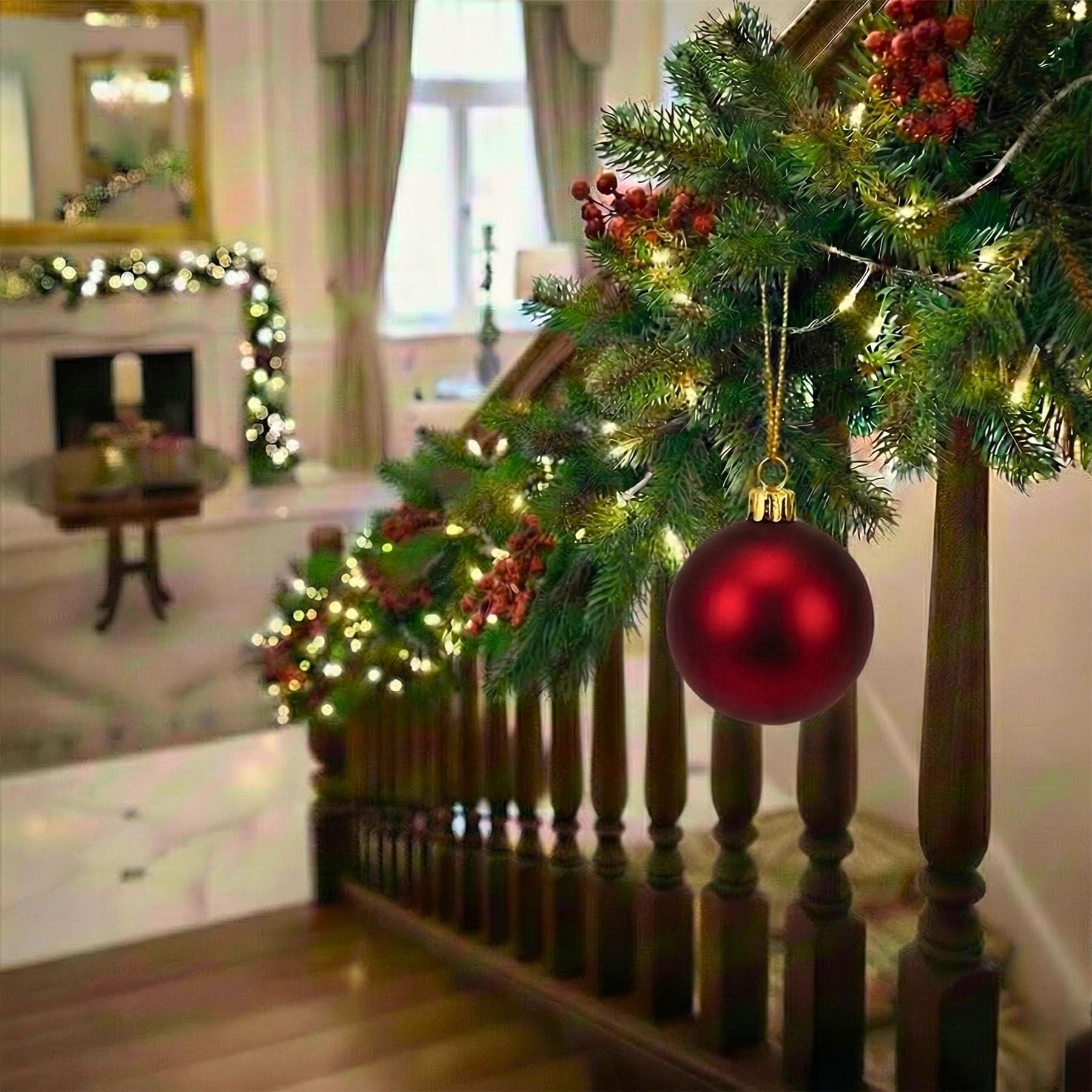 20cm Dark Red Matte Shatterproof Christmas Bauble – Elegant Festive Hanging Decoration