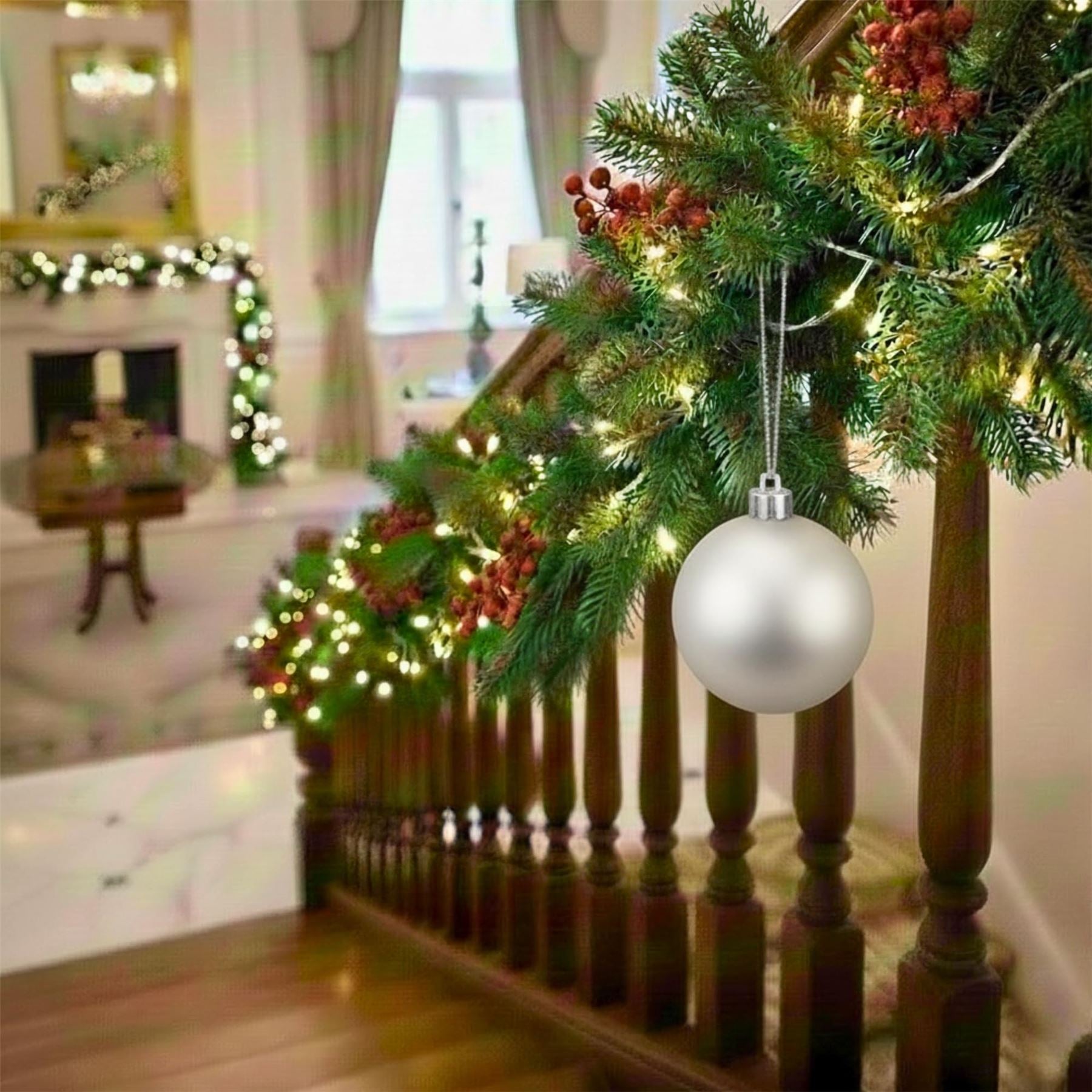 20cm Silver Matte Shatterproof Christmas Bauble – Elegant Festive Hanging Decoration