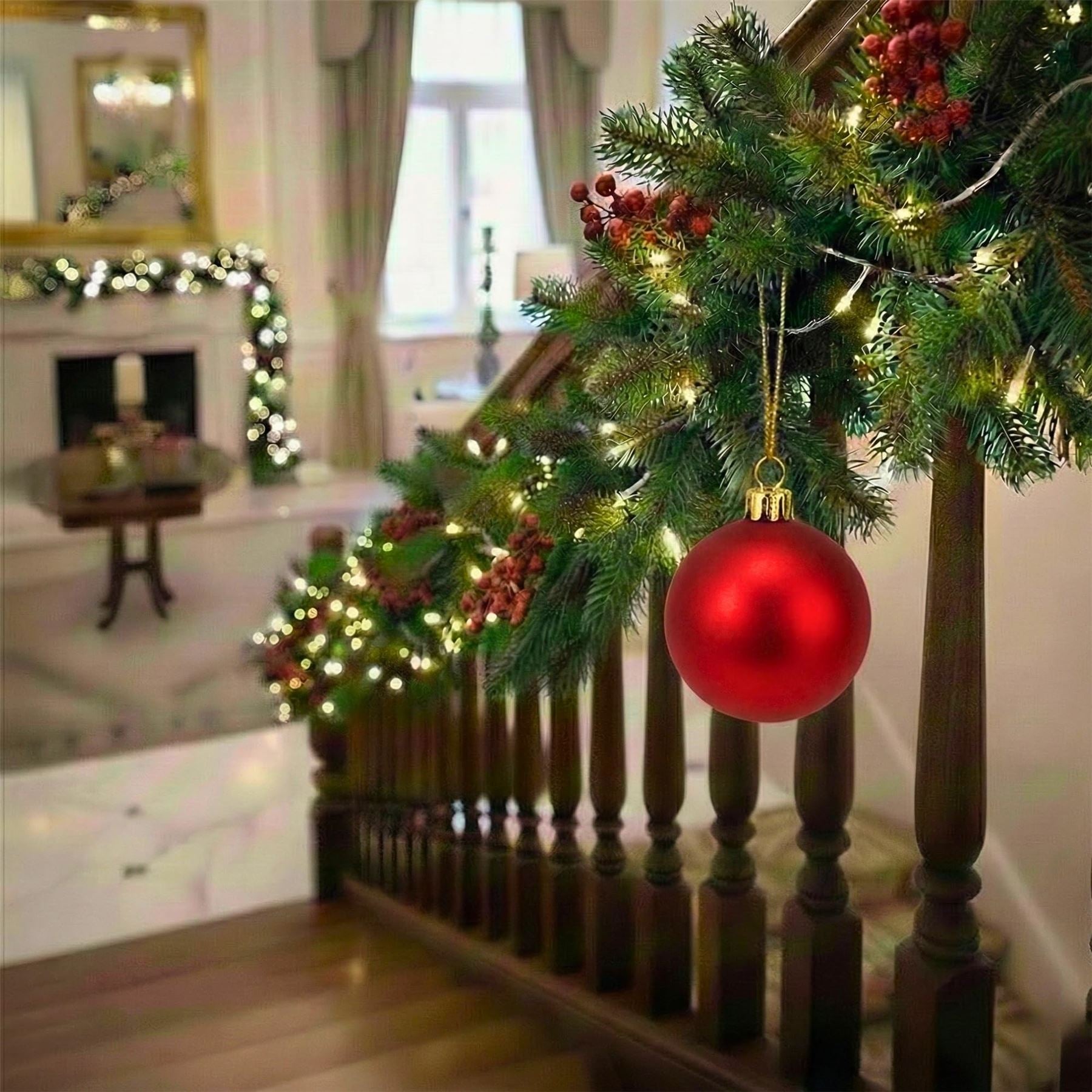 20cm Red Matte Shatterproof Christmas Bauble – Elegant Festive Hanging Decoration