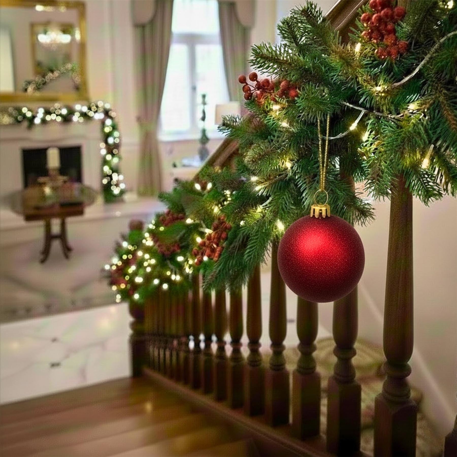 20cm Dark Red Glitter Shatterproof Christmas Bauble – Sparkling Festive Hanging Decoration