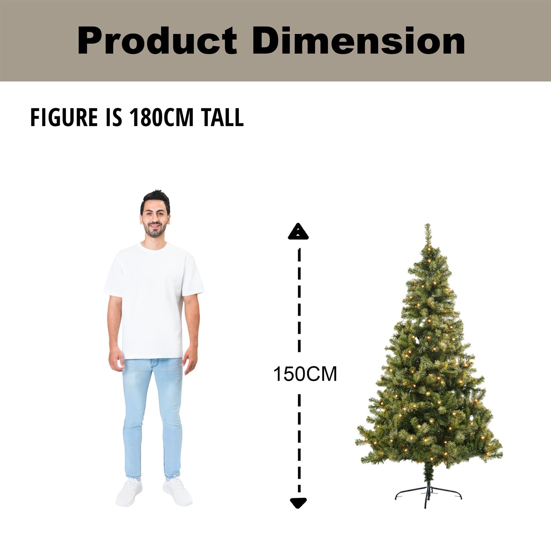 Pre-Lit Christmas Tree Green LED Lights Bushy Pine Outdoor XMAS Home Decor 5FT