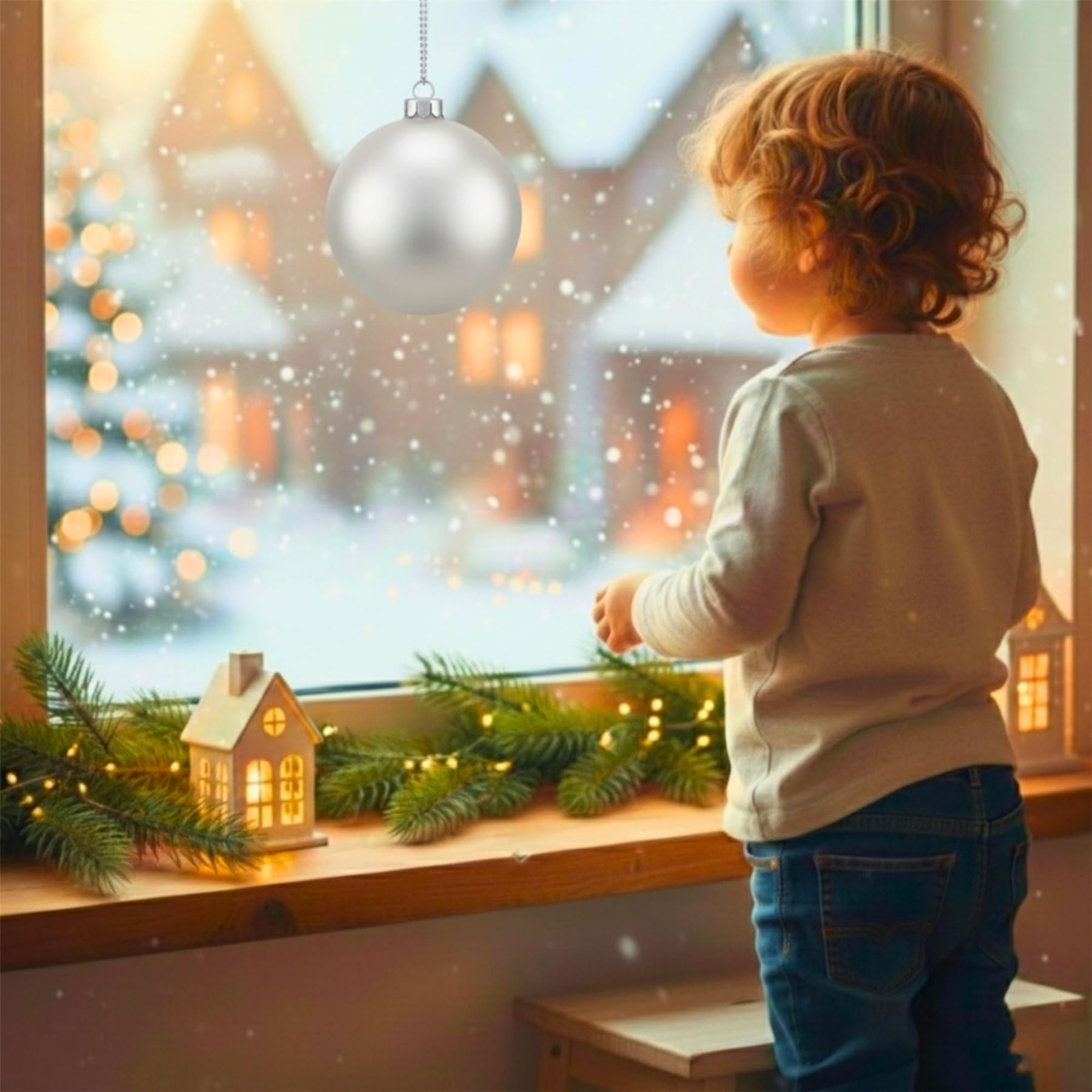 20cm Silver Matte Shatterproof Christmas Bauble – Elegant Festive Hanging Decoration