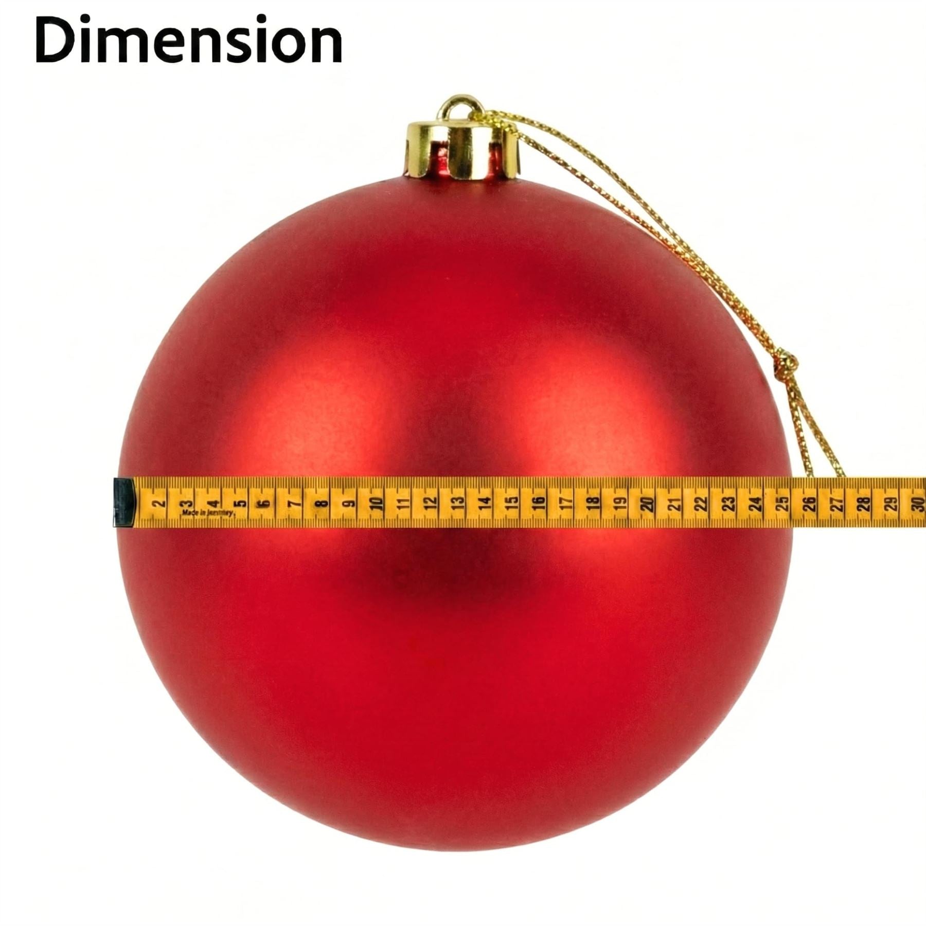 25cm Red Christmas Bauble – Matte Finish, Shatterproof
