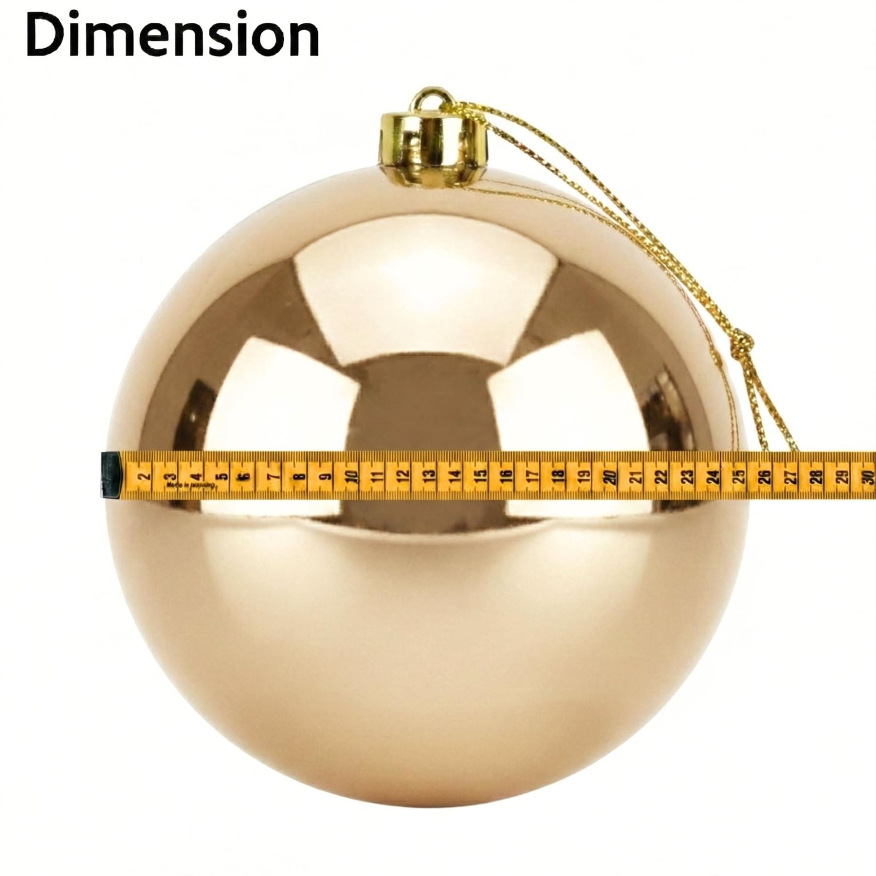 25cm Champagne Christmas Bauble – Shatterproof, Gloss Finish