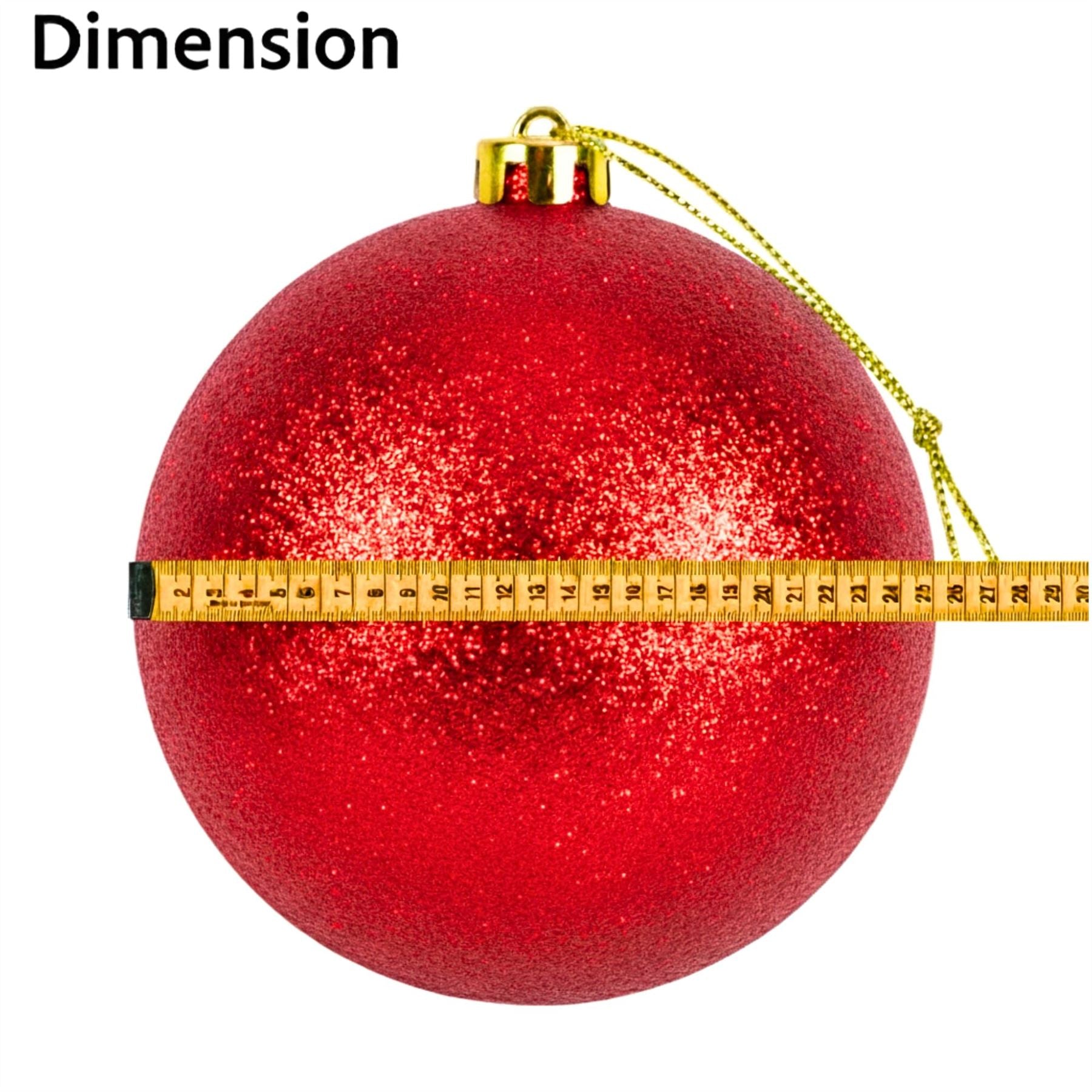 25cm Red Christmas Bauble – Glitter Finish, Shatterproof