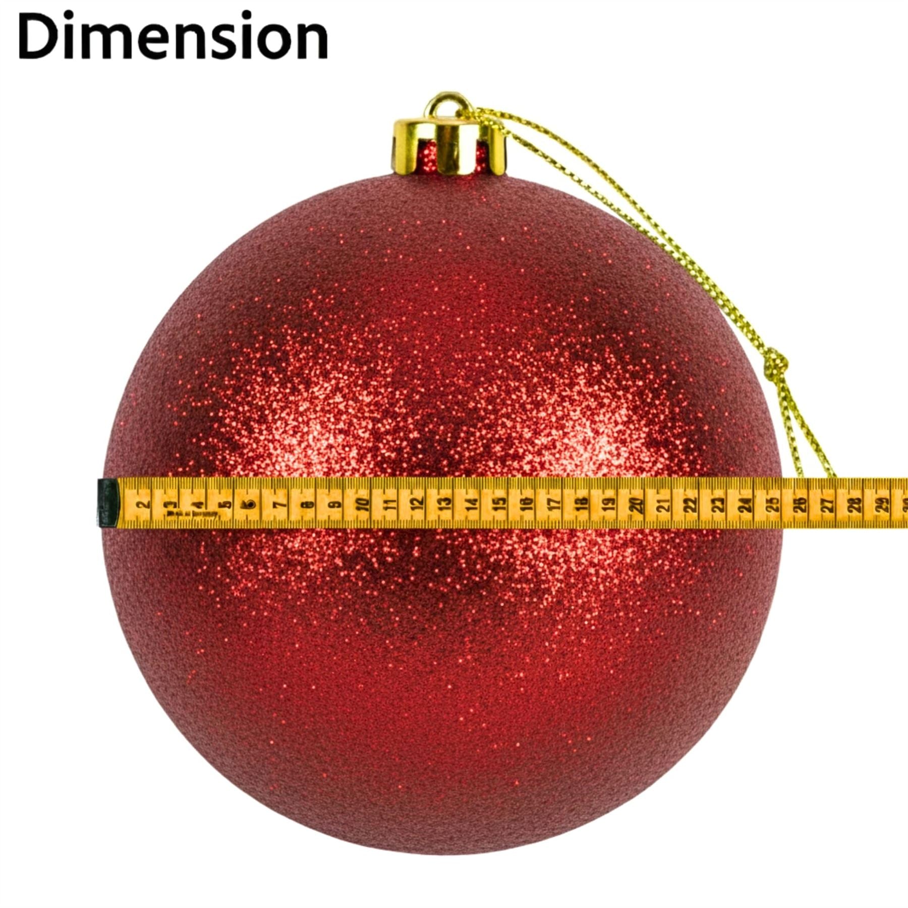 25cm Dark Red Christmas Bauble – Glitter Finish, Shatterproof