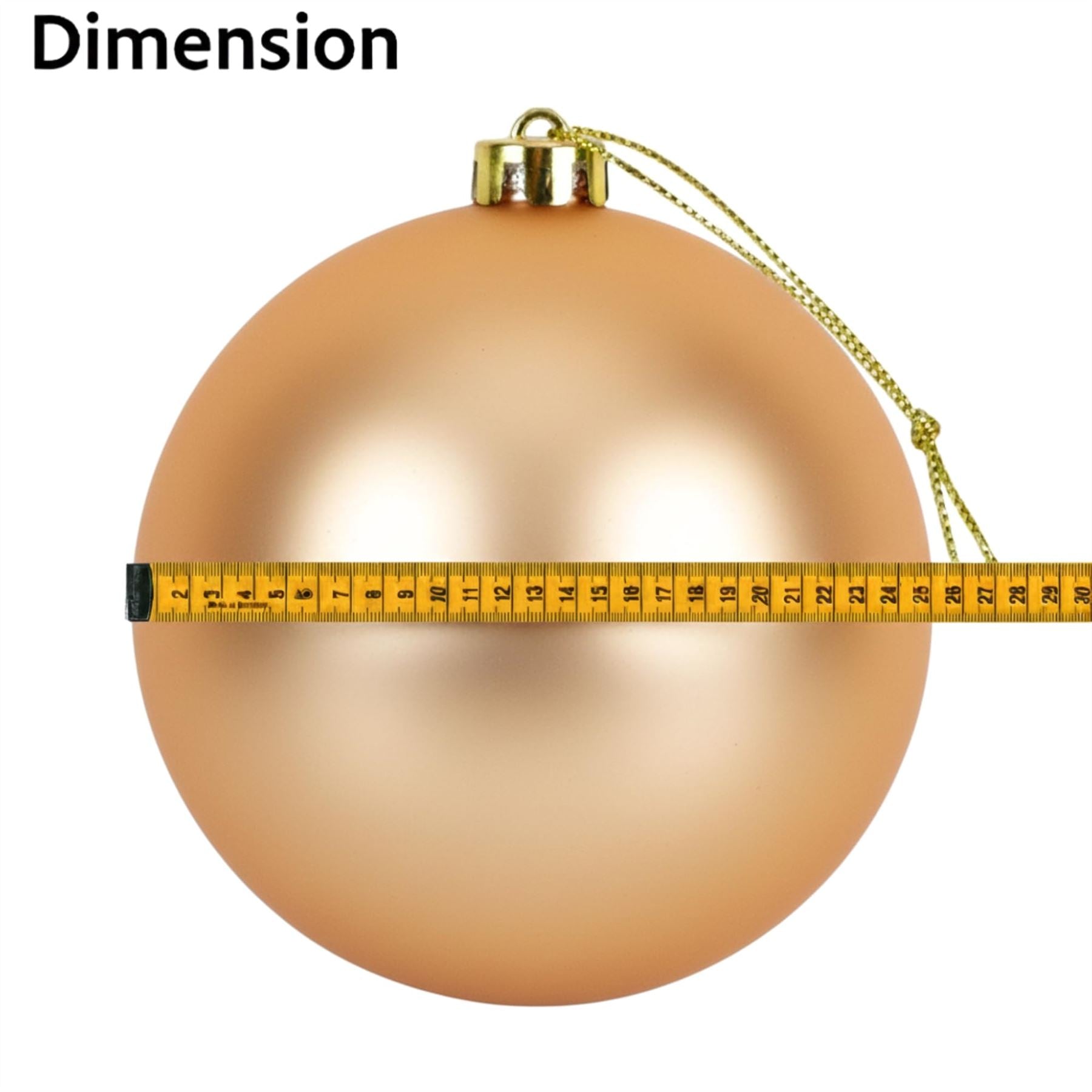 25cm Champagne Christmas Bauble – Matte Finish, Shatterproof