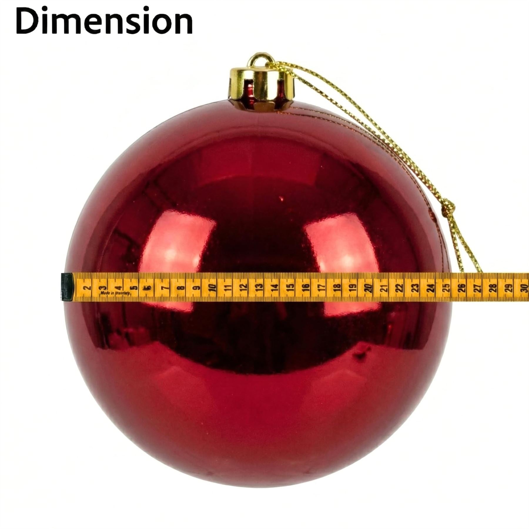 25cm Dark Red Christmas Bauble – Shatterproof, Gloss Finish