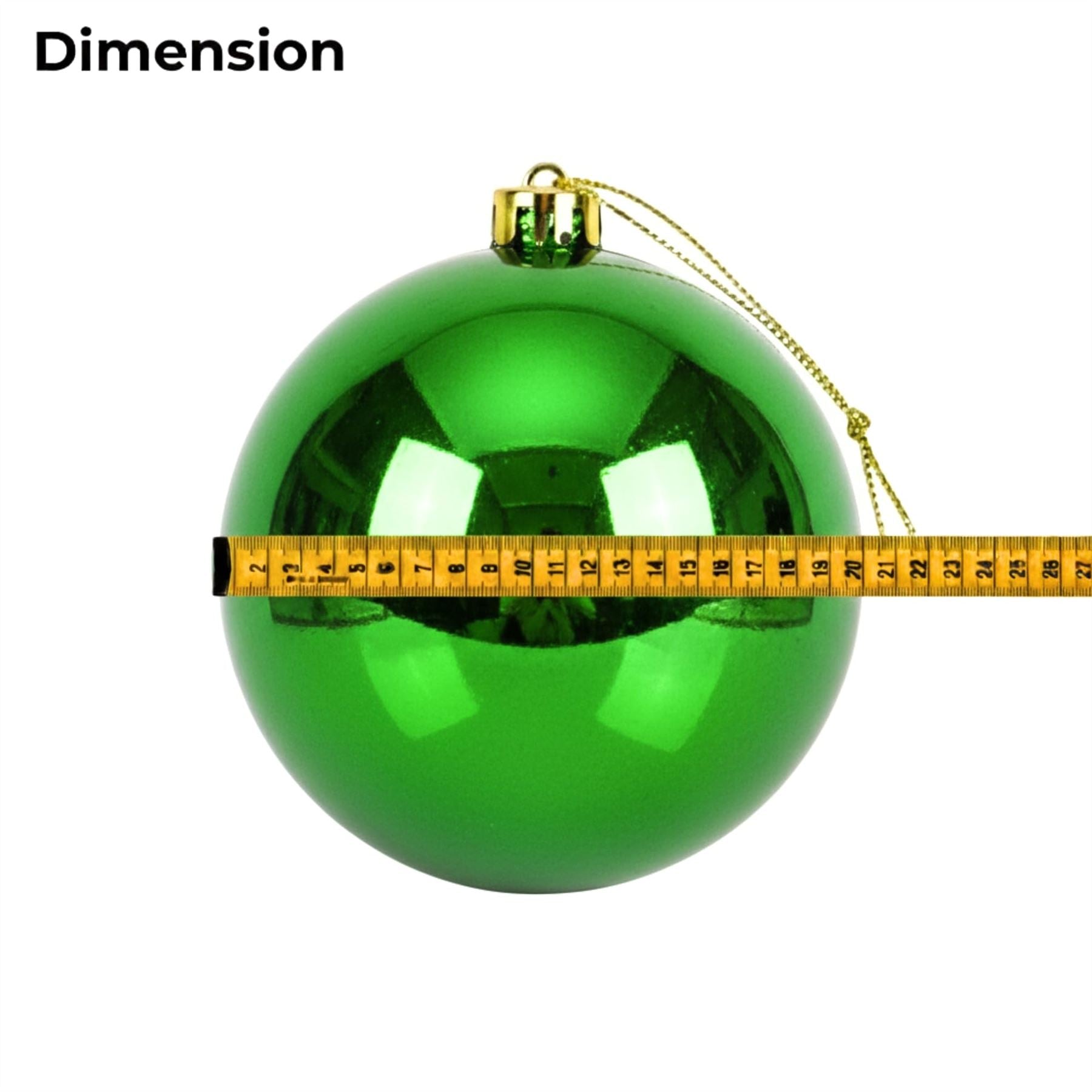 20cm Dark Green Shatterproof Christmas Bauble – Glossy Festive Hanging Decoration