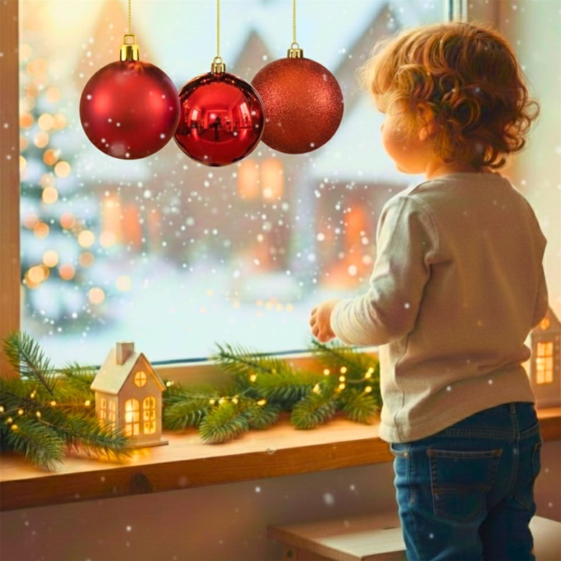 20cm Red Christmas Bauble Set (3pcs) – Assorted Matt & Glitter Shatterproof Decorations