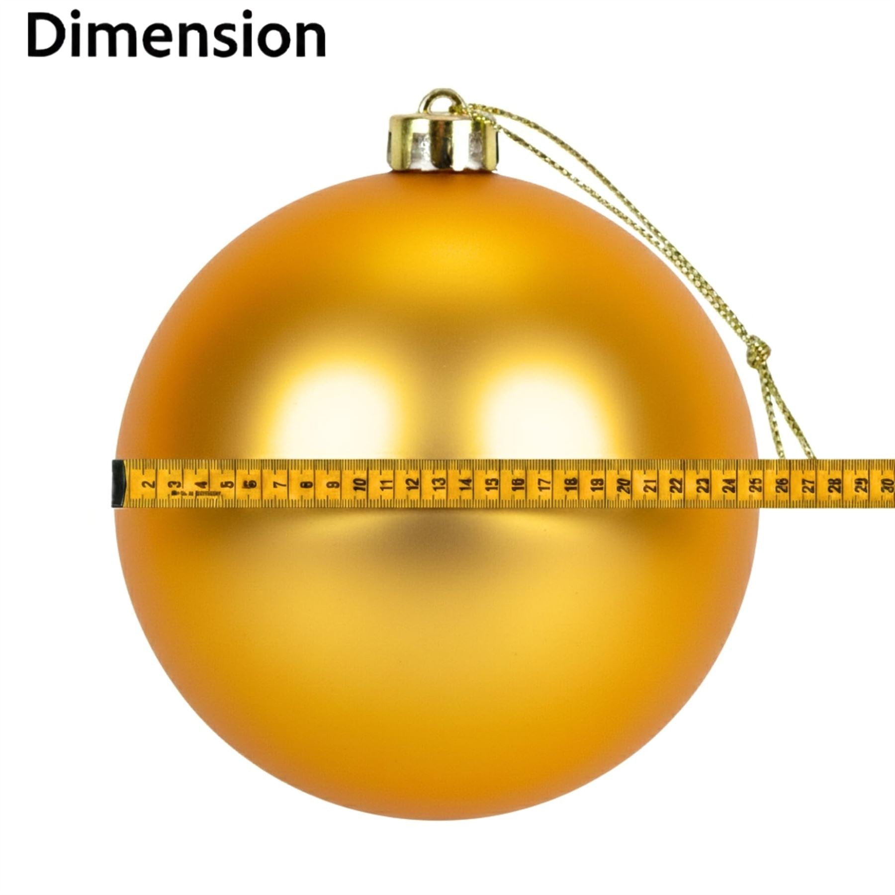 25cm Deep Gold Christmas Bauble – Matte Finish, Shatterproof