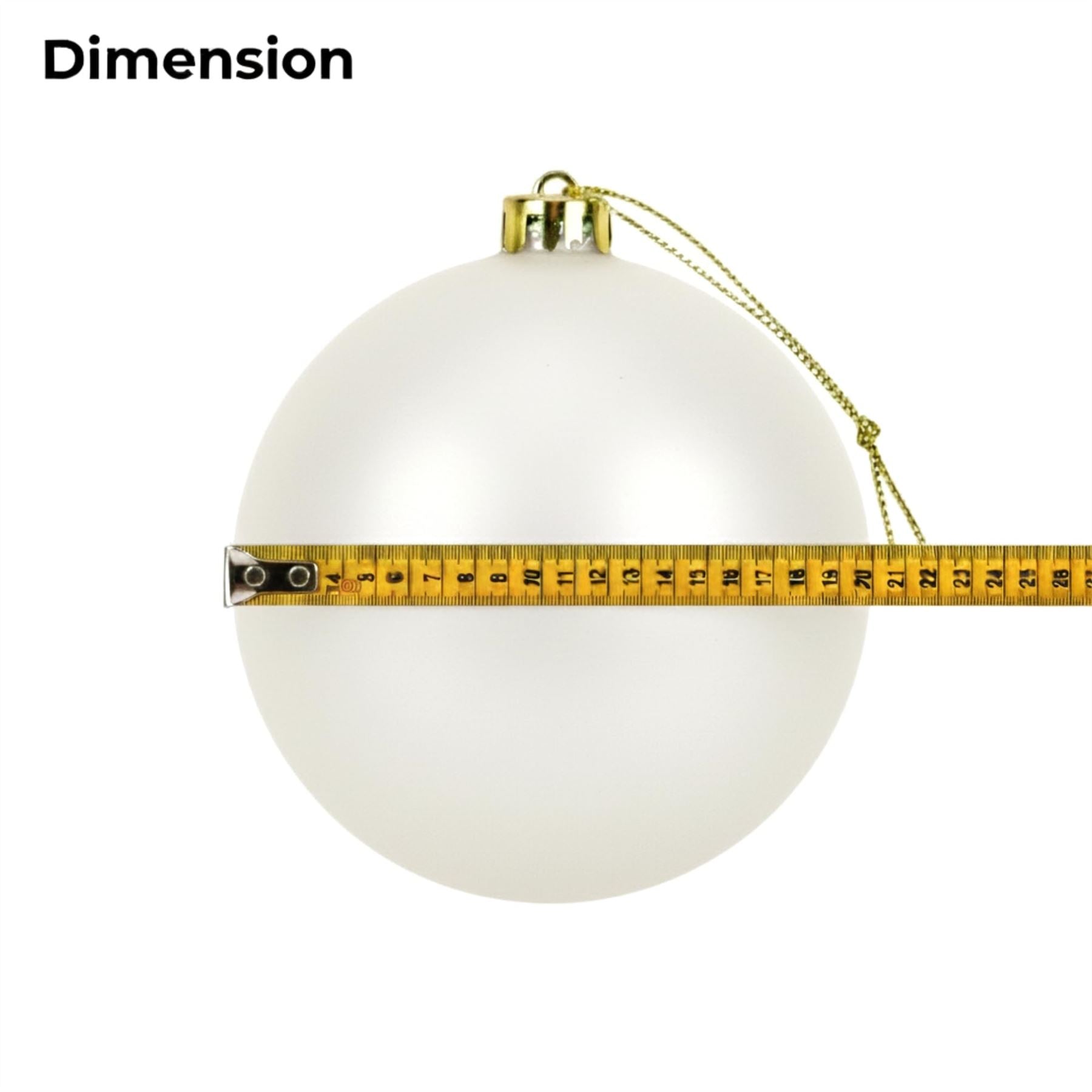 20cm White Matte Shatterproof Christmas Bauble – Elegant Festive Hanging Decoration