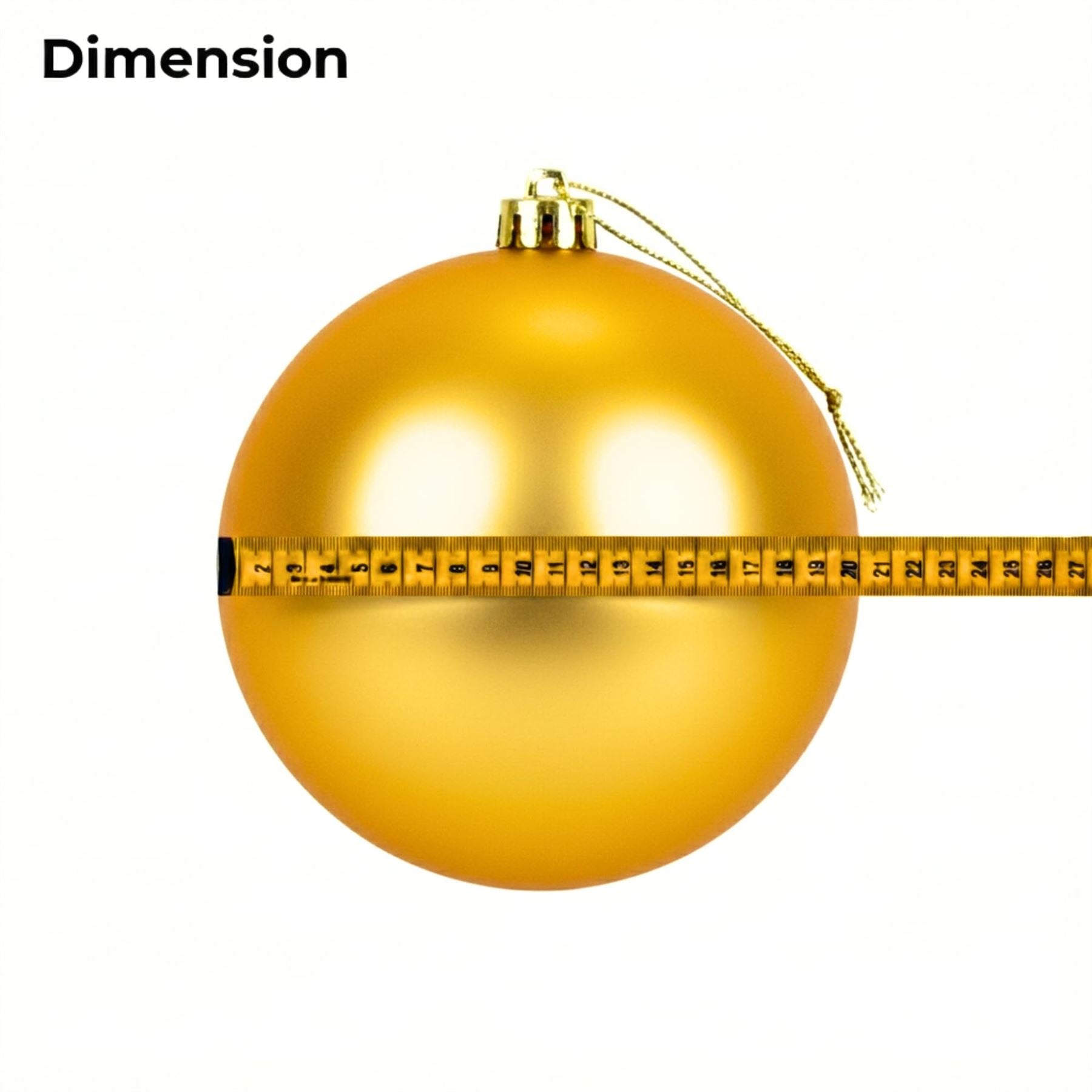 20cm Deep Gold Matte Shatterproof Christmas Bauble – Elegant Festive Hanging Decoration