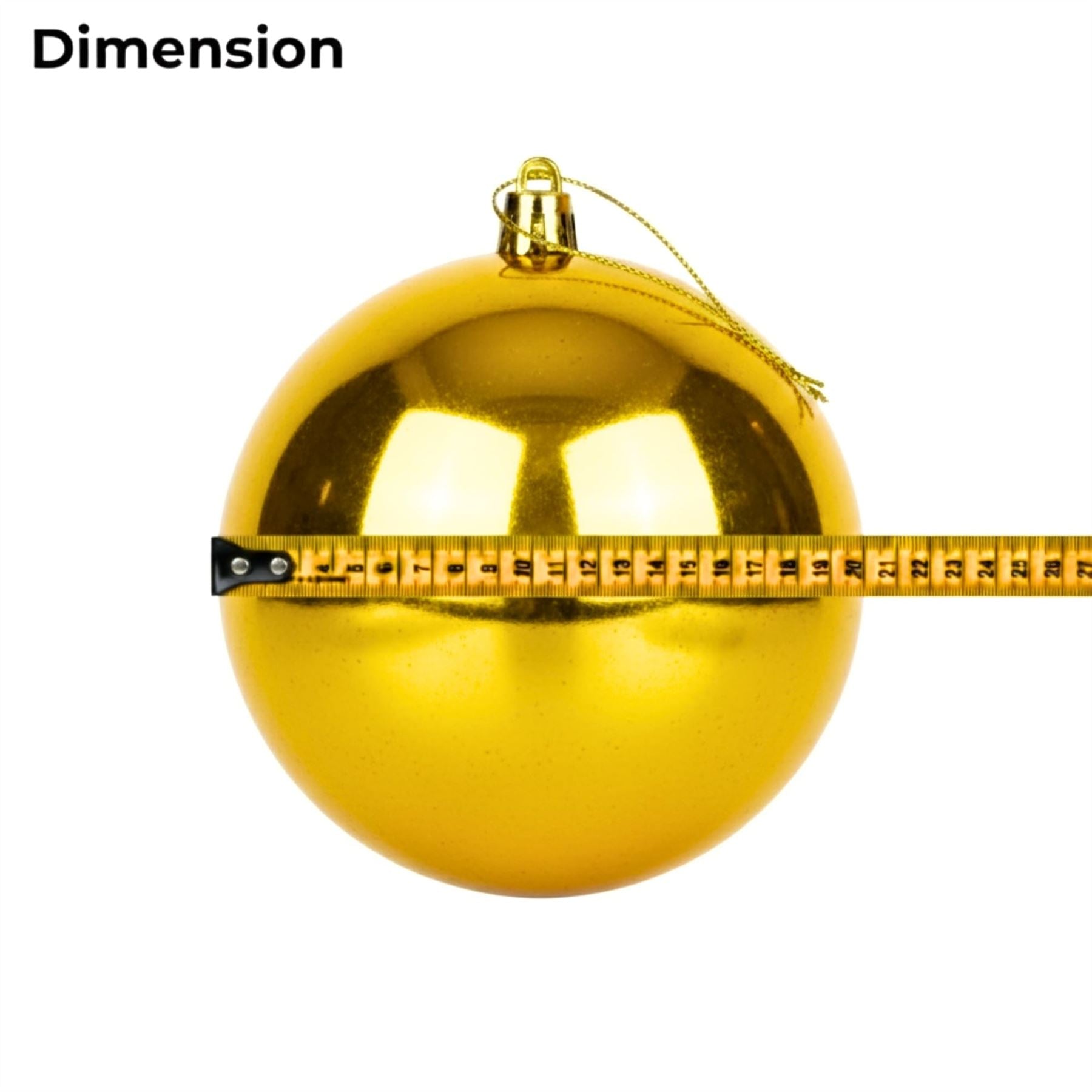 20cm Deep Gold Shatterproof Christmas Bauble – Glossy Festive Hanging Decoration