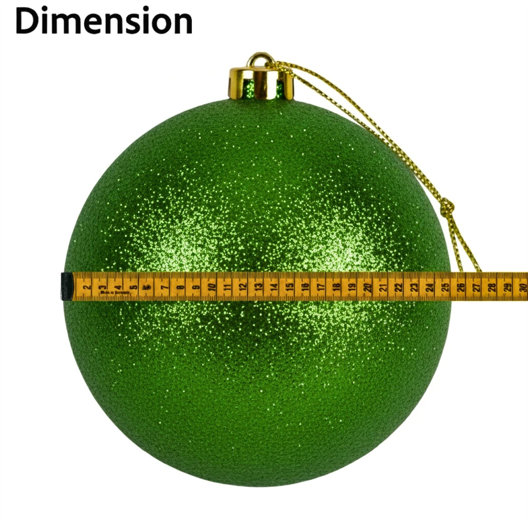 25cm Dark Green Christmas Baubles – Assorted 3-Pack (Matte & Glitter, Shatterproof)