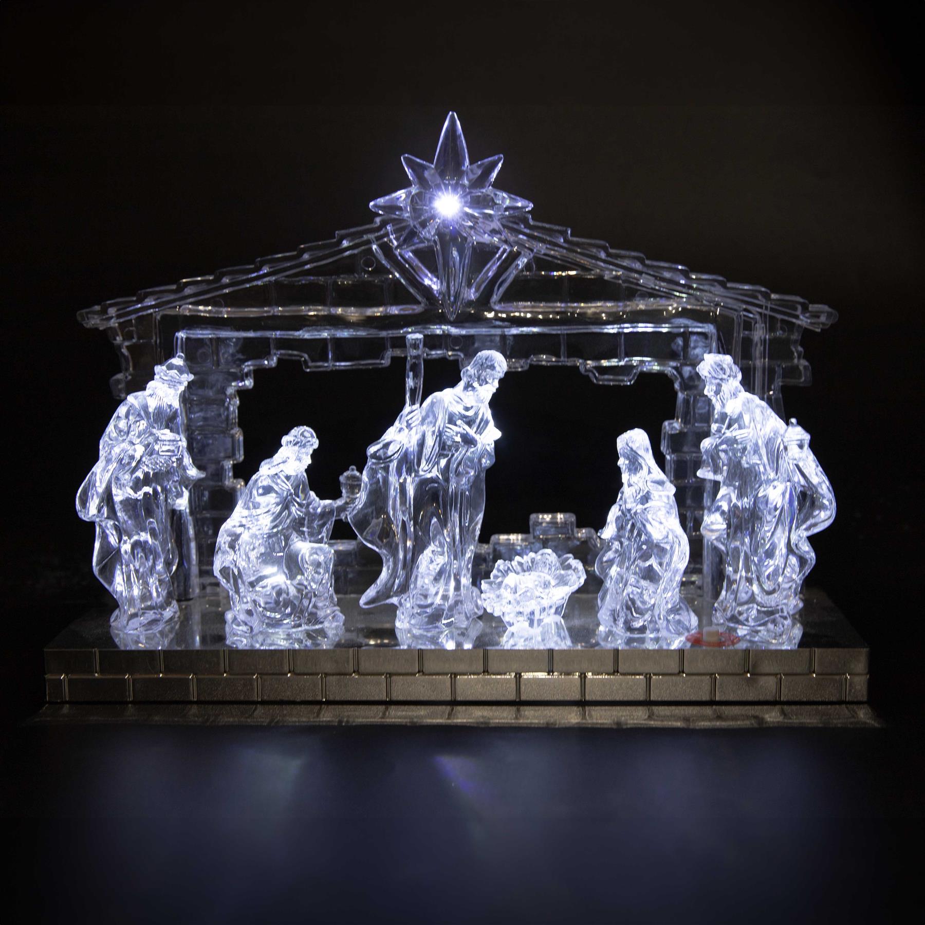 Christmas Ornaments Decor Nativity Scene Light Up Music Centerpiece Figures