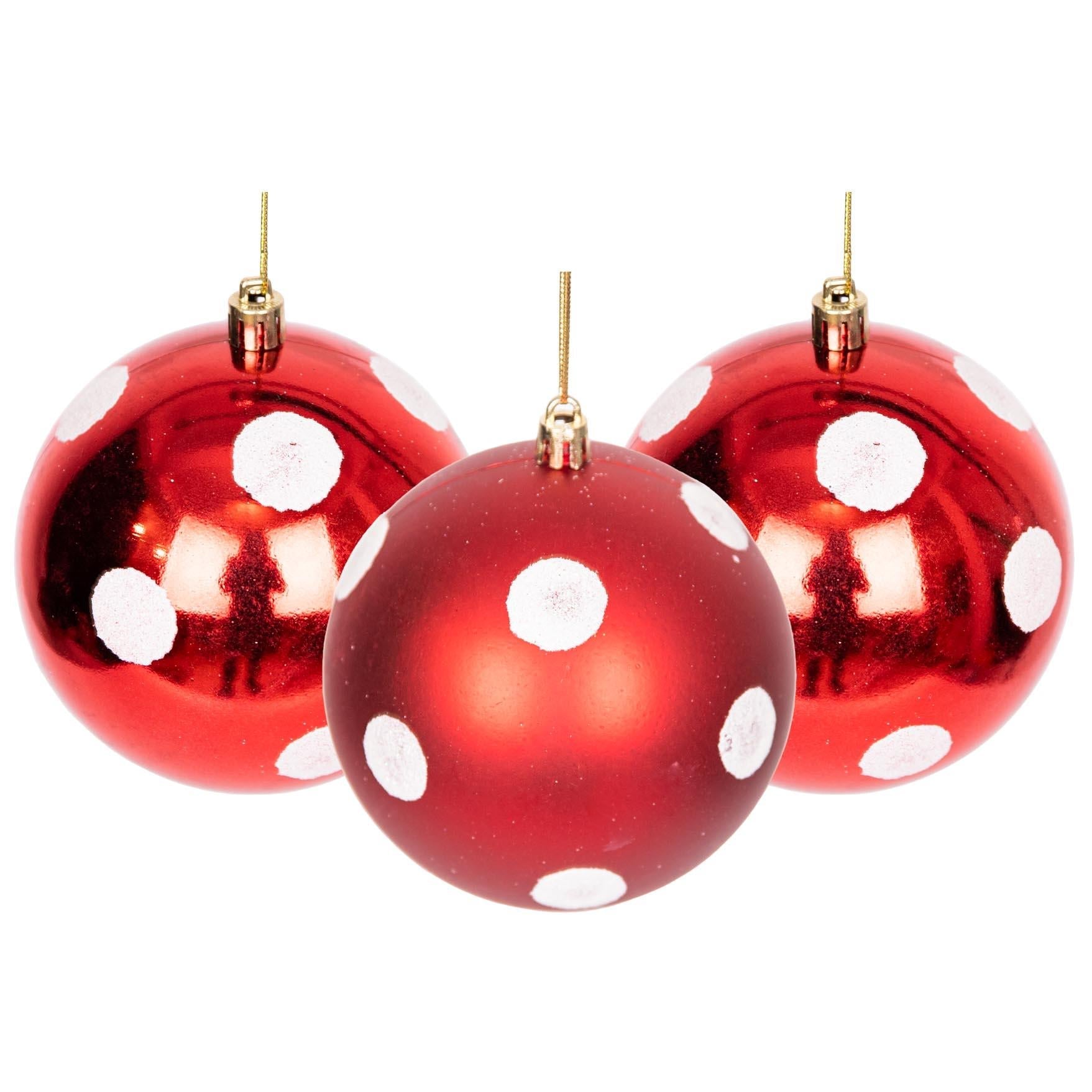 Baubles Baubles Red / White 10Cm 3Pcs Set Pvc