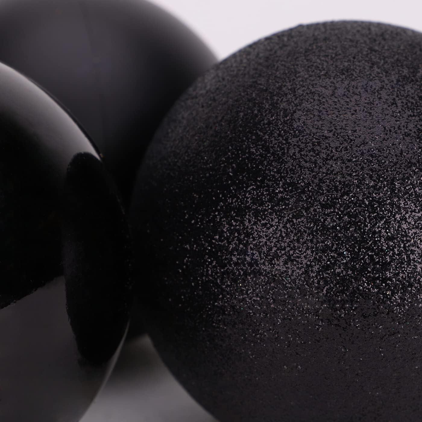 3pcs Christmas Baubles Tree Ornaments Black Balls Xmas Hanging Decorations 10cm