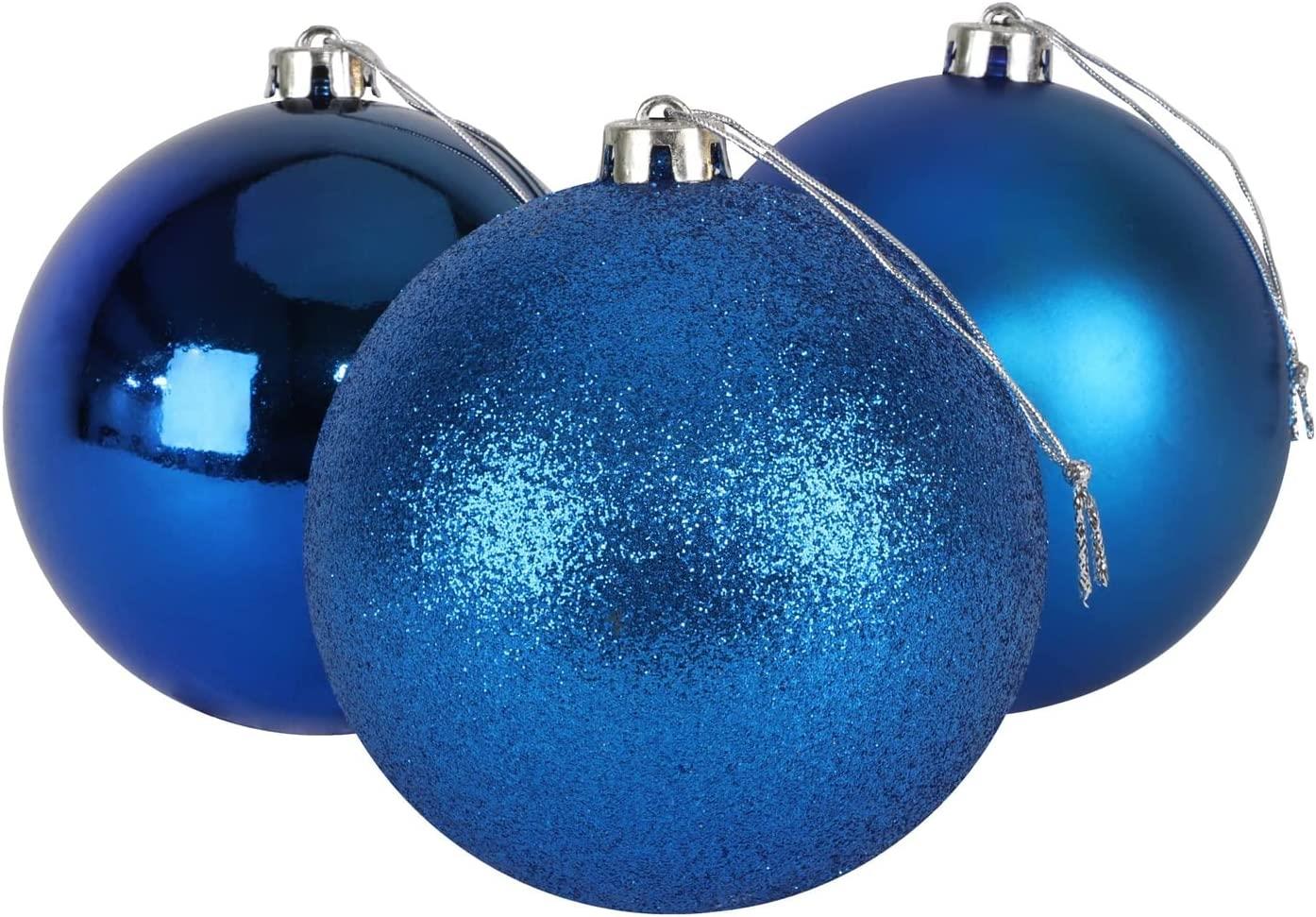 3pcs Christmas Baubles Tree Ornaments Blue Balls Xmas Hanging Decorations 10cm