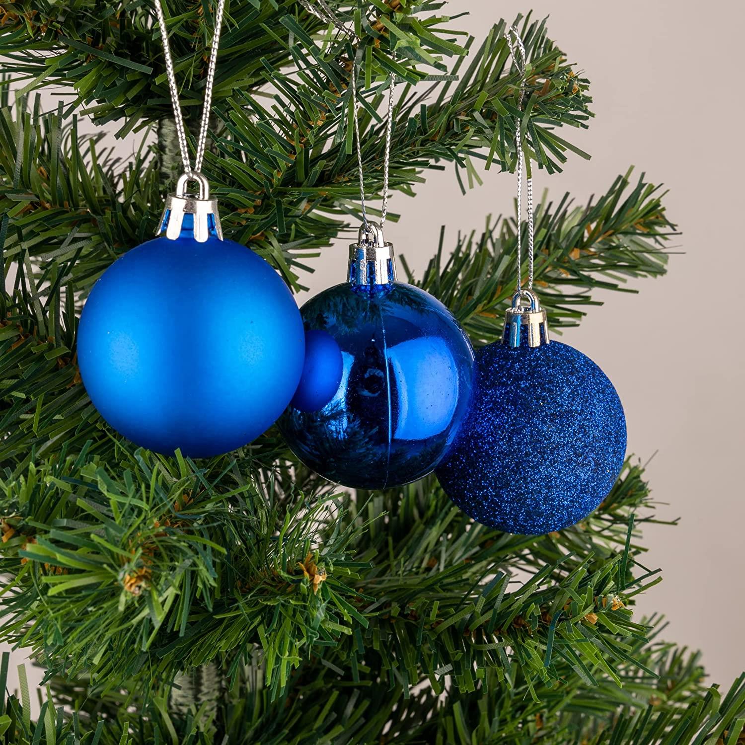 6X Christmas Baubles Tree Ornaments Blue Balls Xmas Hanging Decorations 60mm