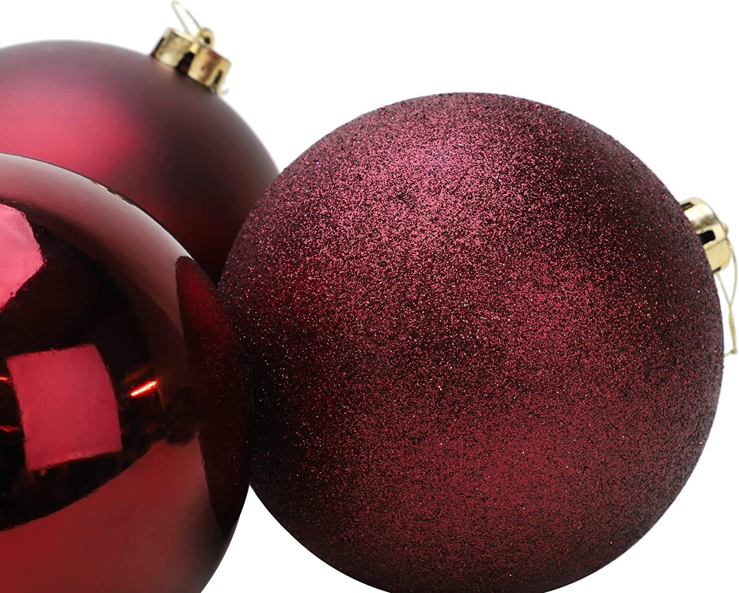 3X Christmas Baubles Tree Ornament Burgundy Balls Xmas Hanging Decoration 10cm