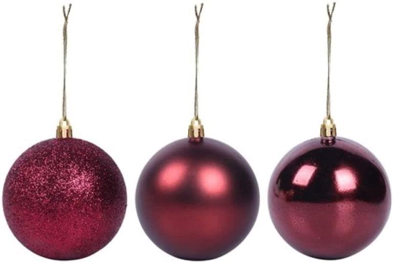 Baubles Burgundy 6Cm 6Pcs Set Pvc