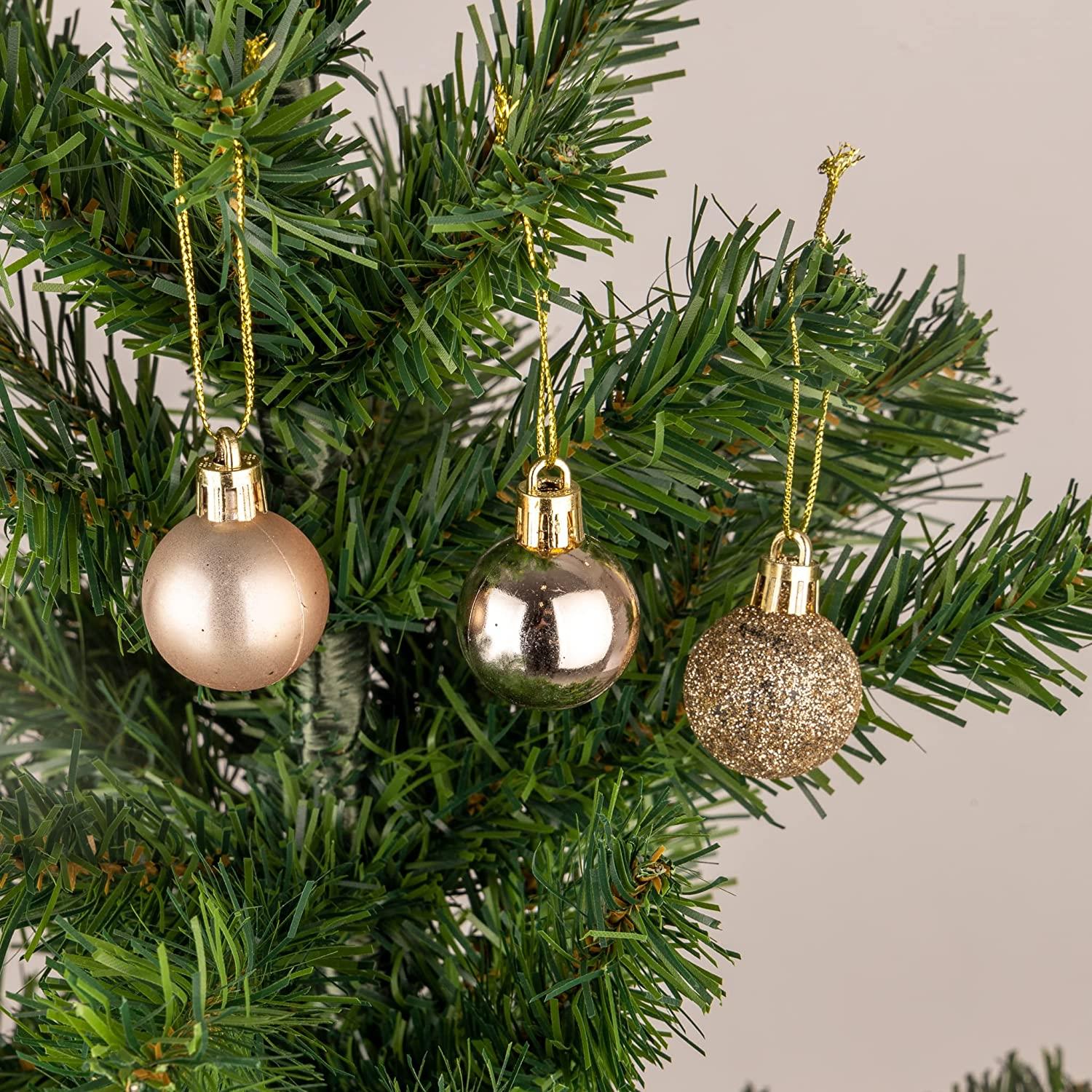 12X Christmas Baubles Tree Ornament Champagne Gold Xmas Hanging Decoration 30mm