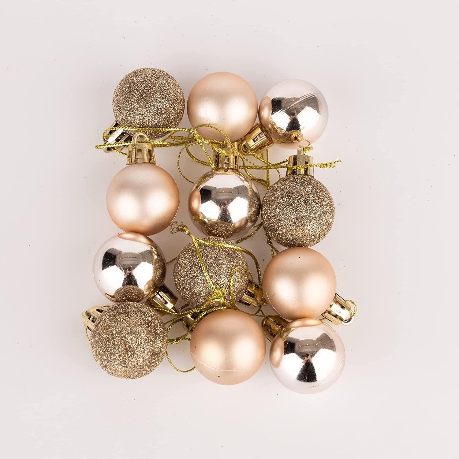 12X Christmas Baubles Tree Ornament Champagne Gold Xmas Hanging Decoration 30mm