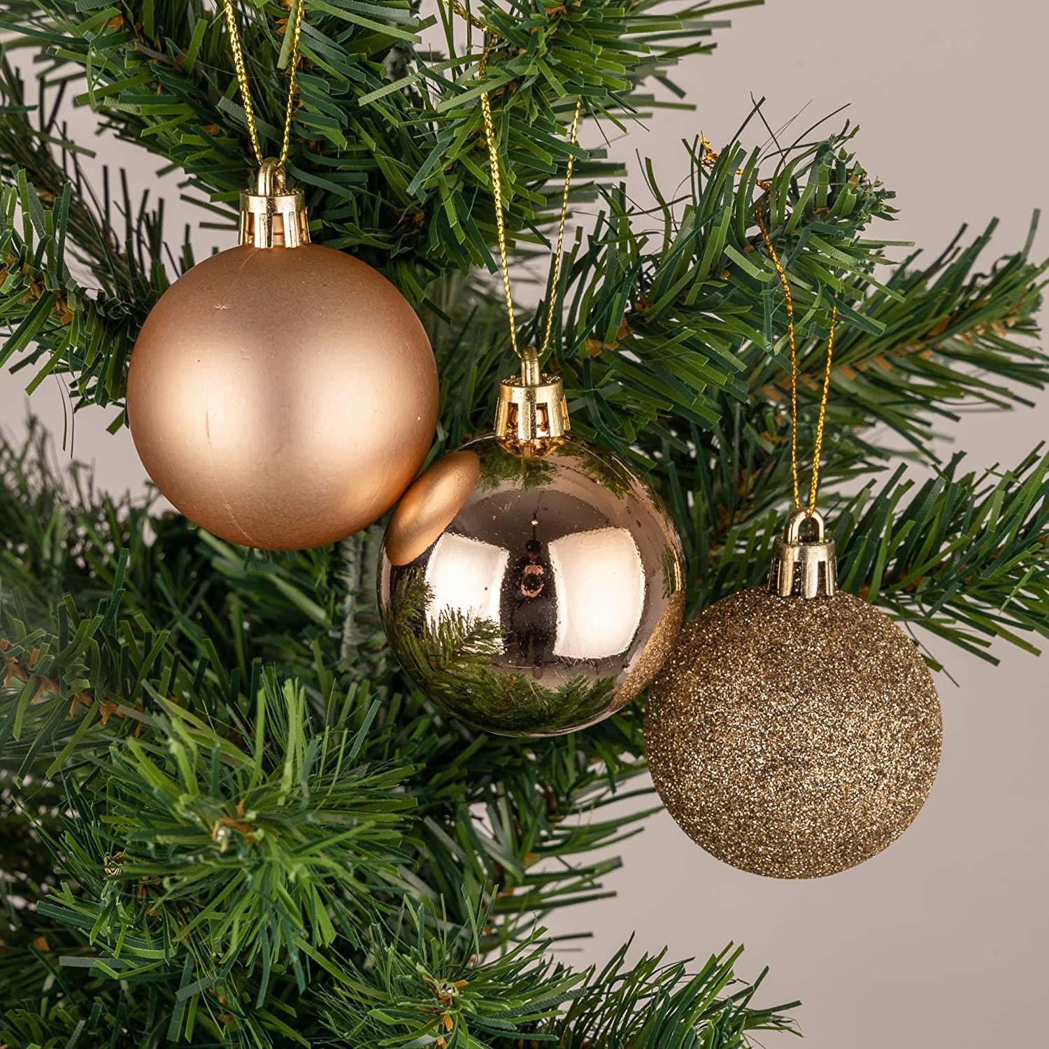 9X Christmas Baubles Tree Ornaments Champagne Gold Xmas Hanging Decoration 50mm