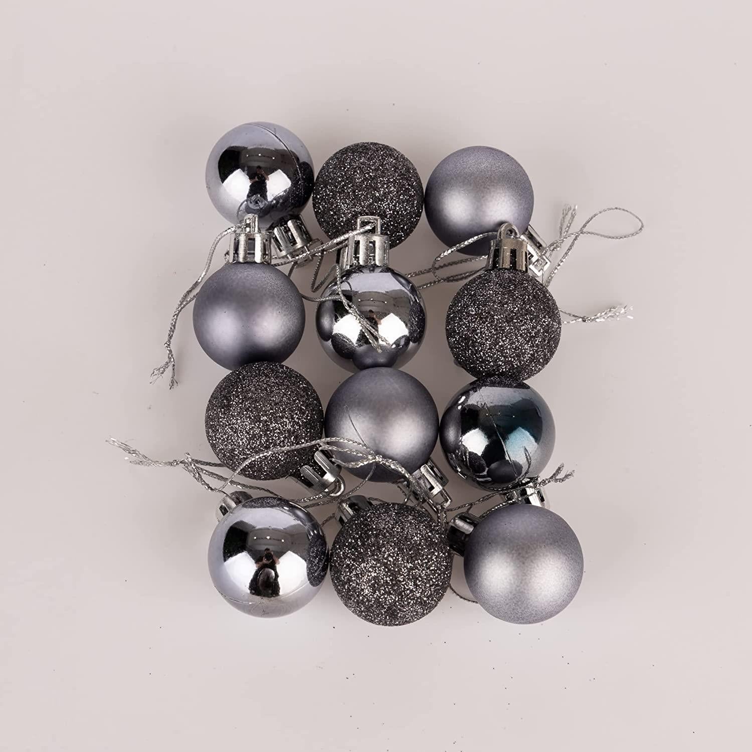 12X Christmas Baubles Tree Ornament Dark Grey Ball Xmas Hanging Decoration 30mm