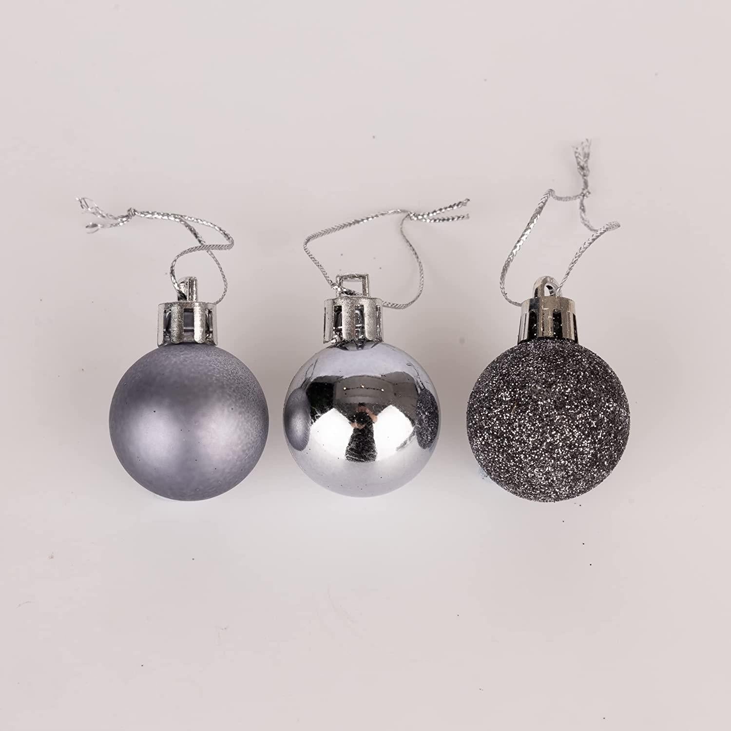 Baubles Dark Grey 3Cm 12Pcs Set Pvc