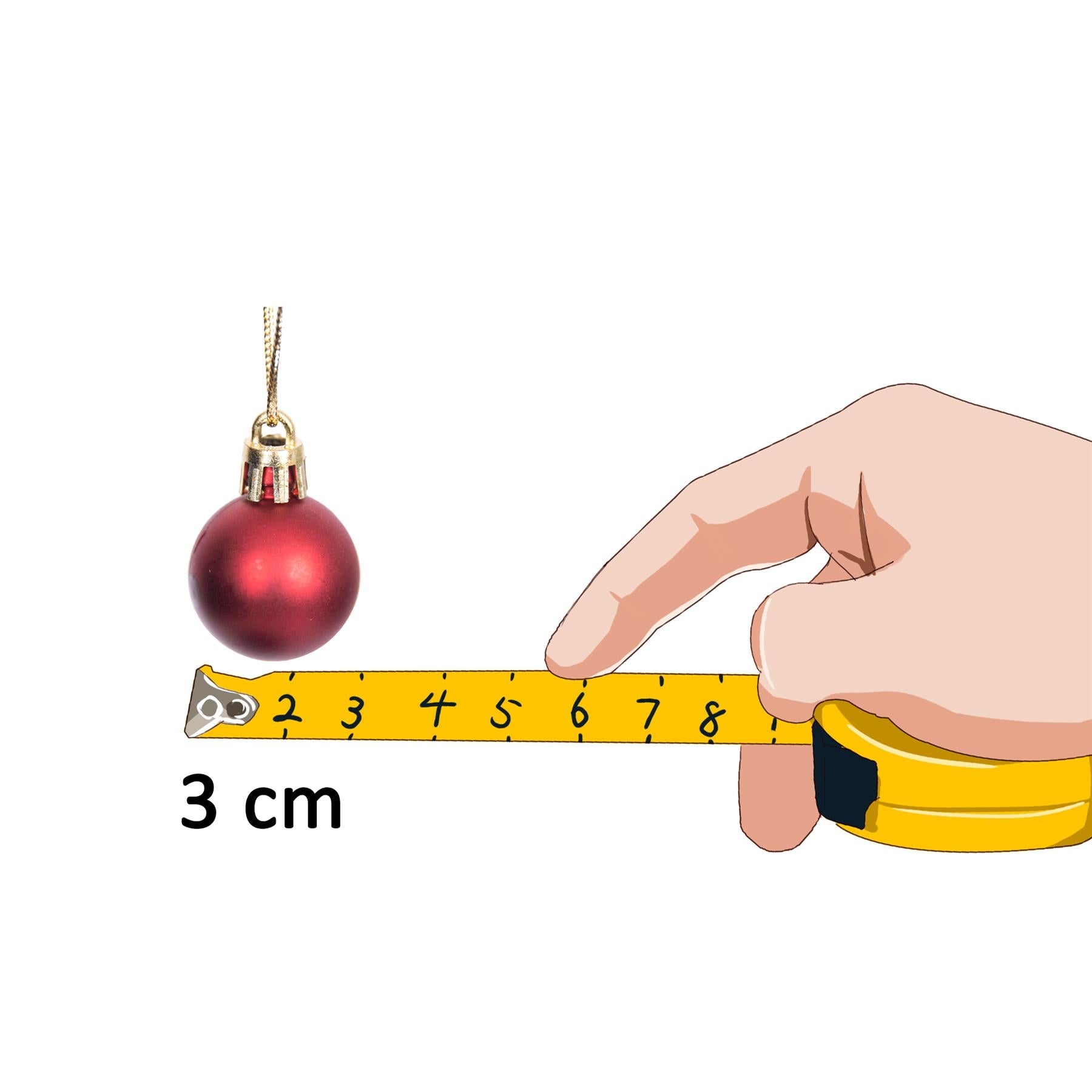 12 Dark Red Christmas Baubles Glitter Finish 3cm Shatterproof Festive Decoration