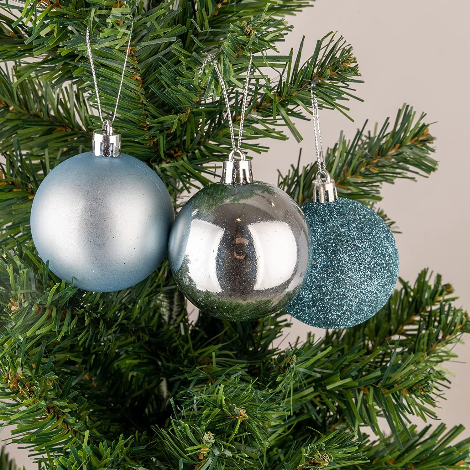 Christmas Baubles Tree Ornament Light Blue 18X Balls Xmas Hanging Decoration UK