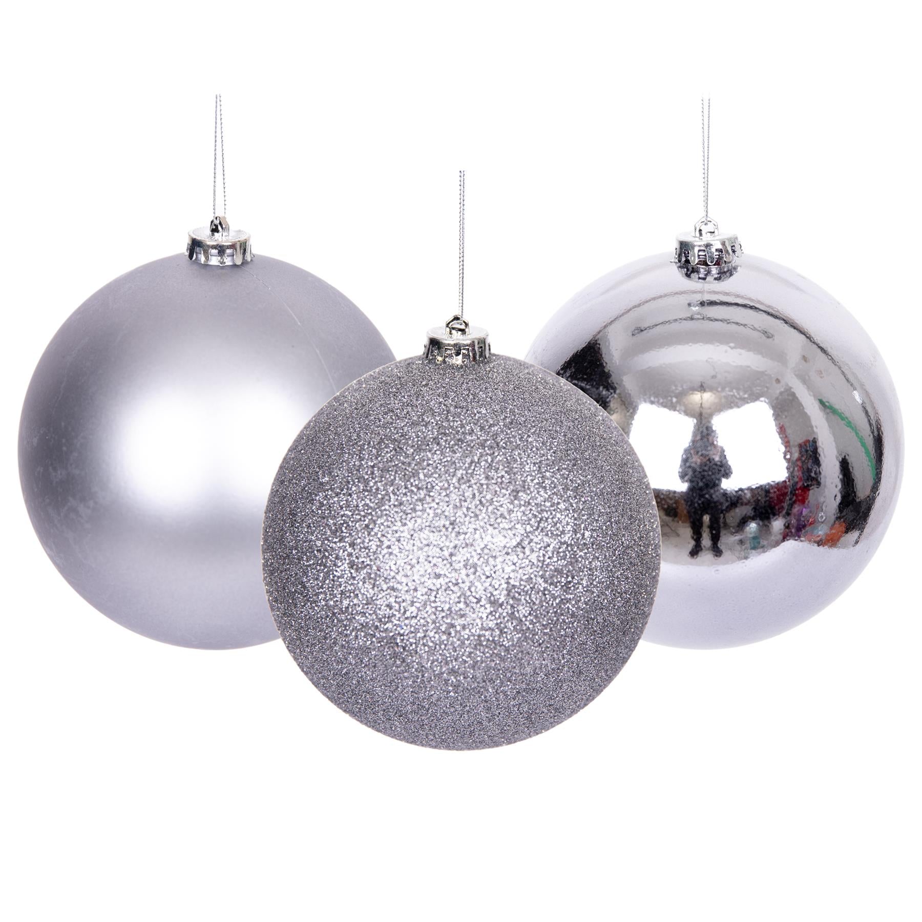 Baubles Mid Grey 15Cm-3Pcs -Pvc