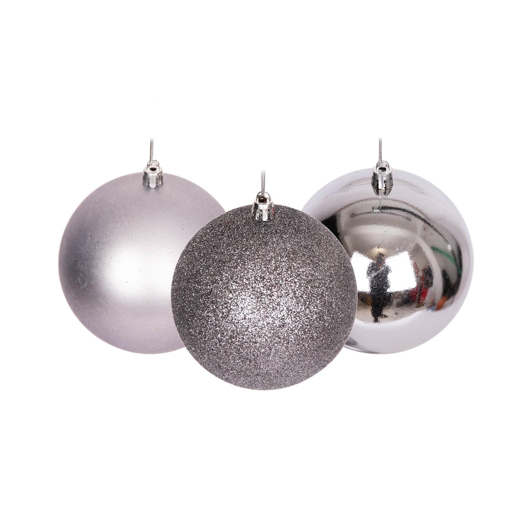 Baubles Mid Grey 6Cm 6Pcs Set Pvc