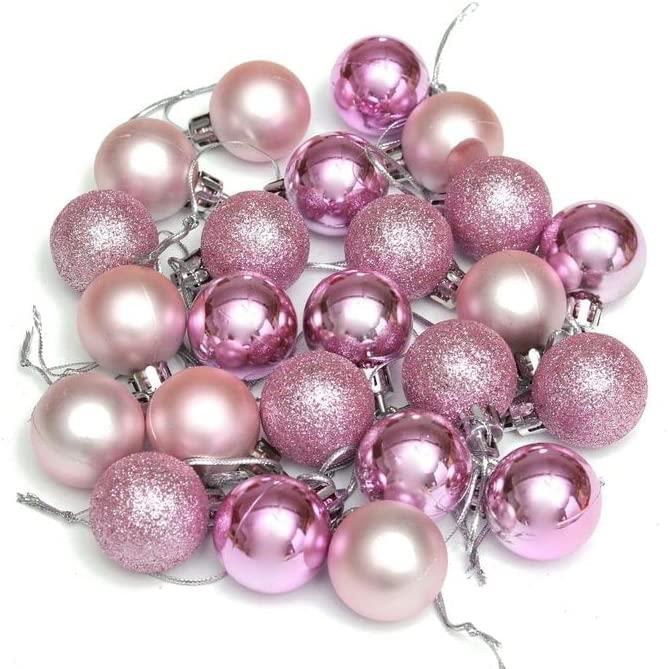 12X Christmas Baubles Hanging Decoration Pale Pink Ball Xmas Tree Ornament 30mm