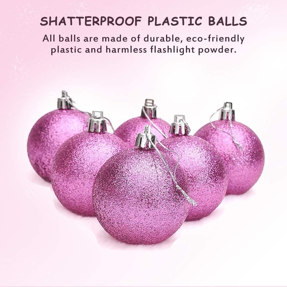 12X Christmas Baubles Tree Ornament Pale Pink Ball Xmas Hanging Decorations 50mm