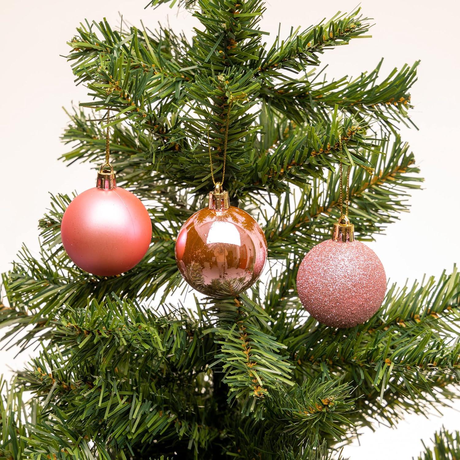 6X Christmas Baubles Tree Ornament Pale Pink Balls Xmas Hanging Decoration 60mm